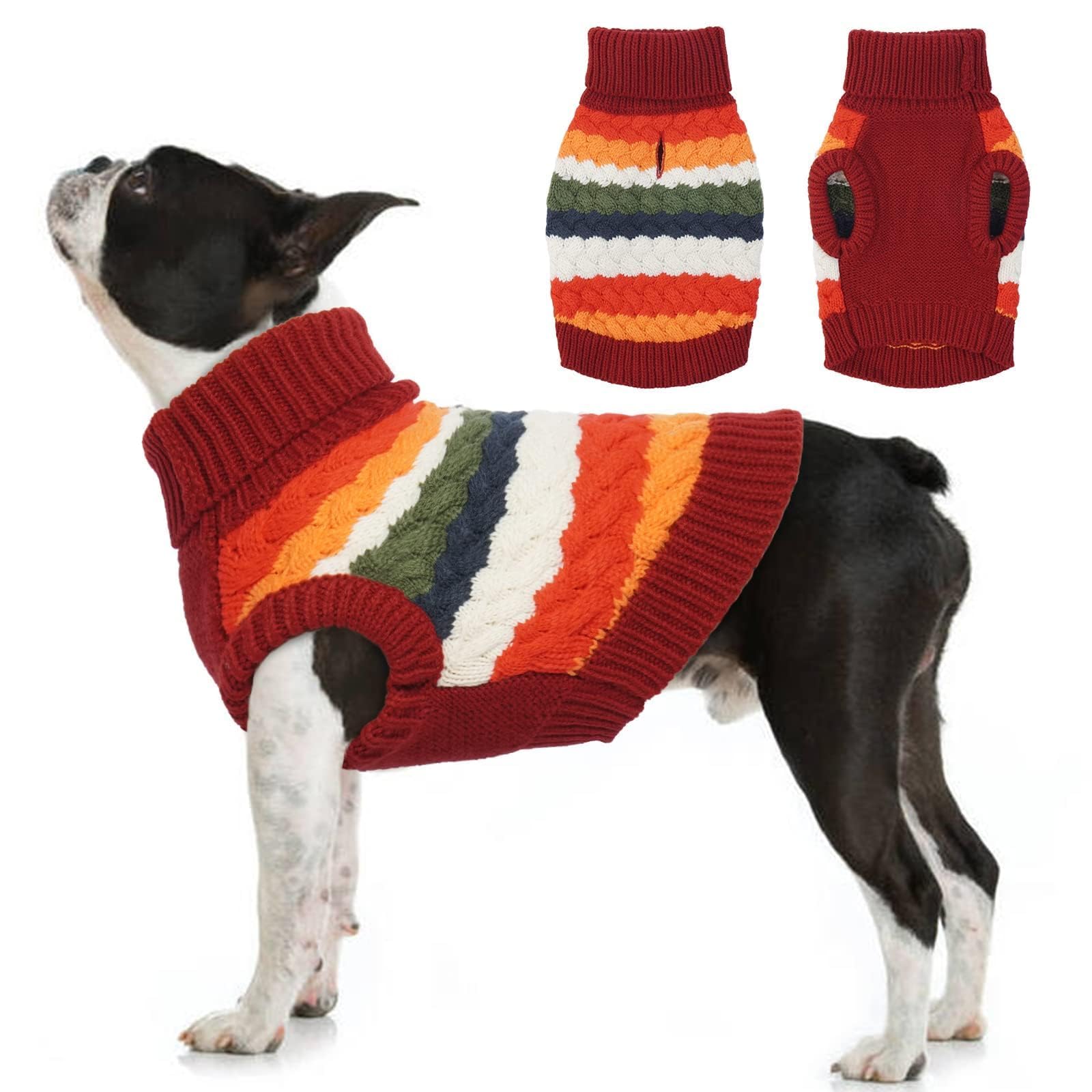 Kuoser Dog Sweater, Xl Dog Sweaters For Large Dogs Pet Cable Knitted Pullover Warm Clothes, Turtleneck Classic Knitwear Soft Thi