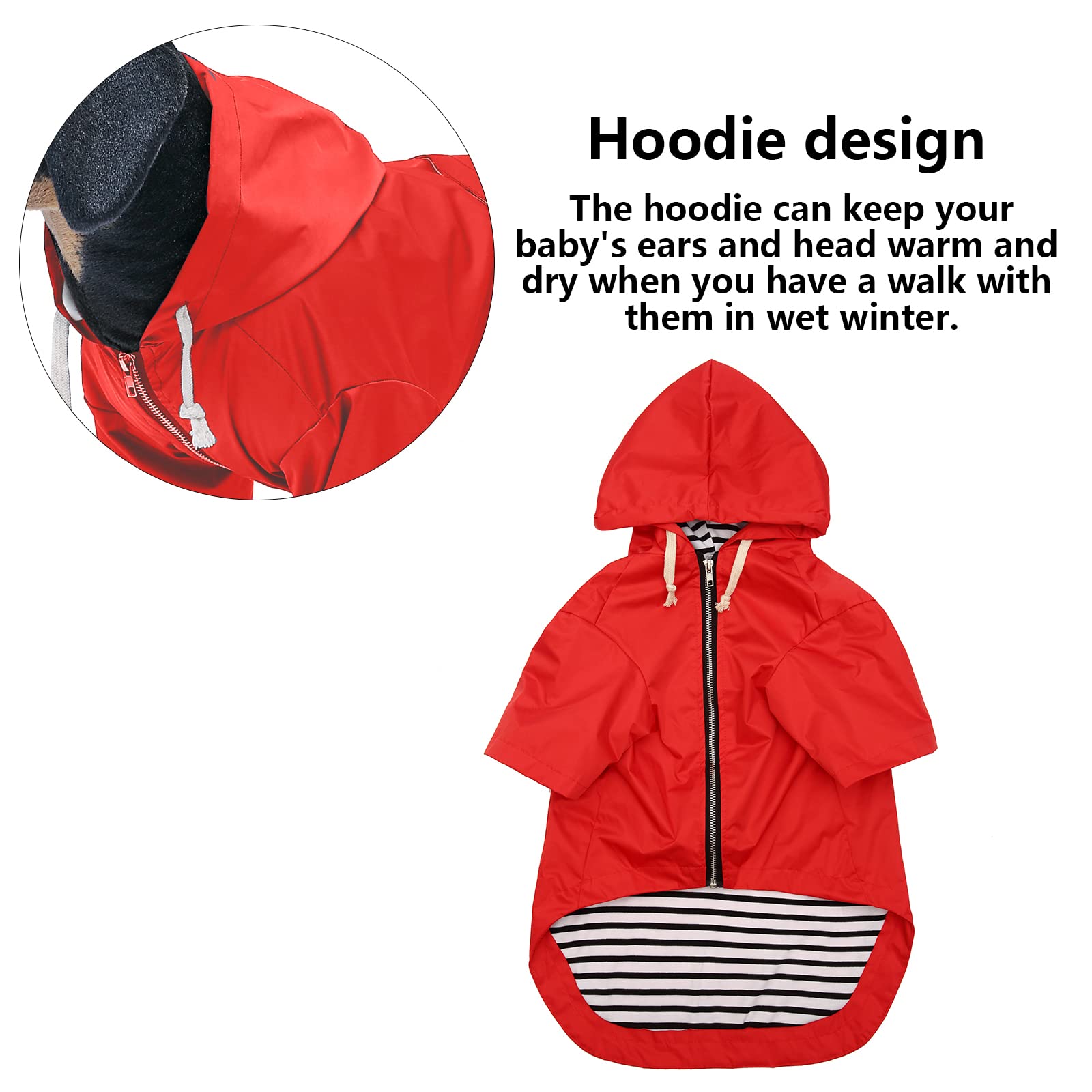 Dog Raincoat Rain Jacket Raincoat Dogs Waterproof Small Medium Breeds Zip Closure Storage Pocket Harness Hole Red Xs
