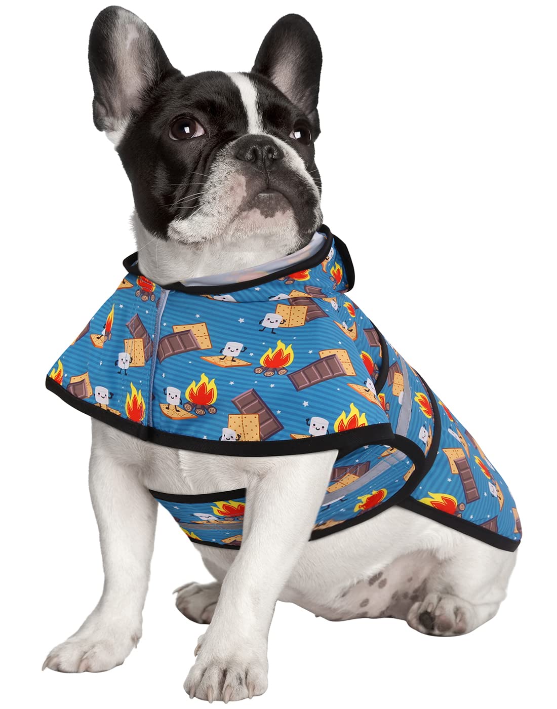 Hde Dog Raincoat Hooded Slicker Poncho For Small To X-Large Dogs And Puppies Happy Camper - S