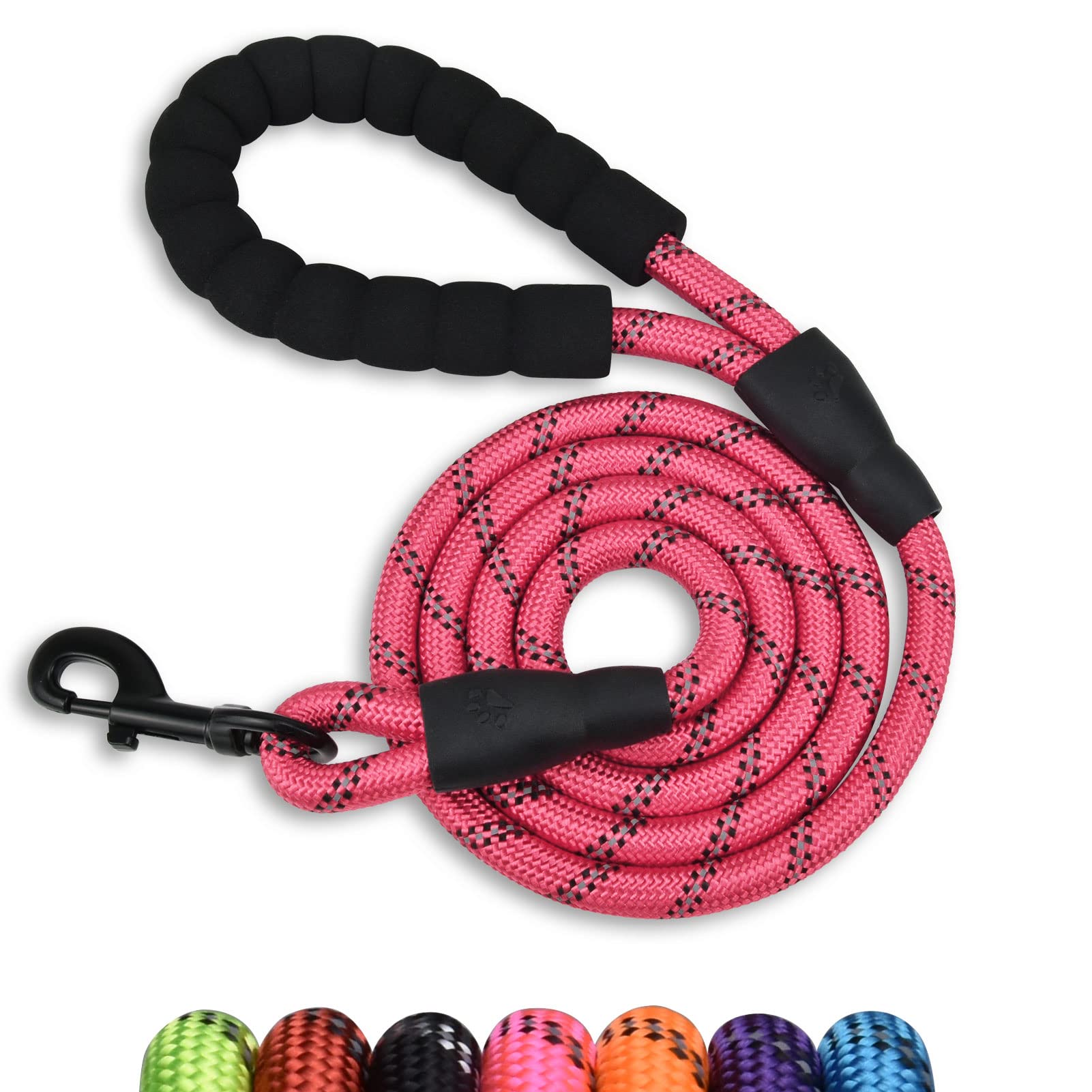 Panykoo 5 Ft Strong Pet Dog Leash With Highly Reflective Threads,360-Degree No Tangles And Comfortable Padded Handle,Suitable For Small,Medium And Large Dogs