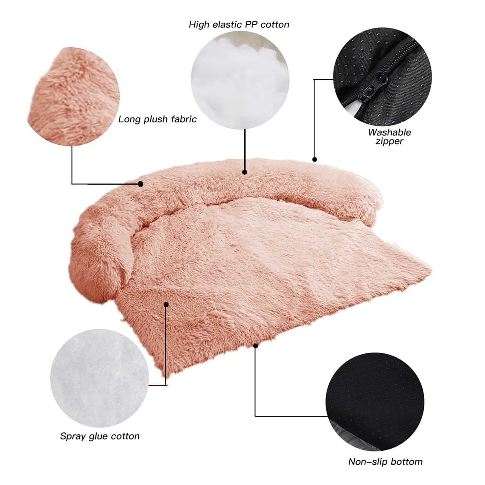 Ggib Calming Dog Bed Fluffy Plush Dog Mat For Furniture Protector With Removable Washable Cover For Large Medium Small Dogs And Cats (Medium, Pink)