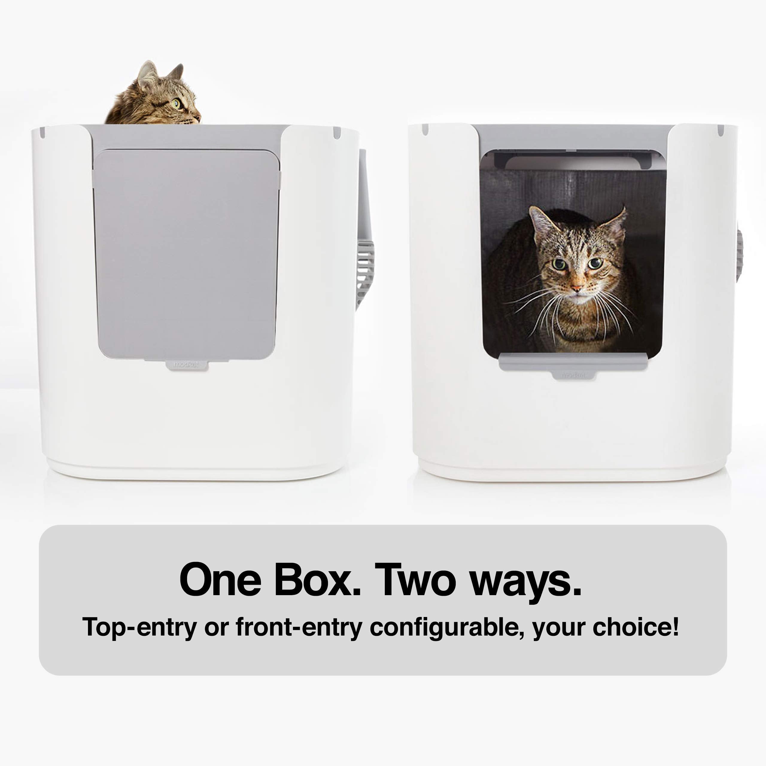 Modkat XL Litter Box - Extra Large Cat Litter Box with Top & Front-Entry Reusable Liners - Tall Base Keeps Mess Inside - Easy to