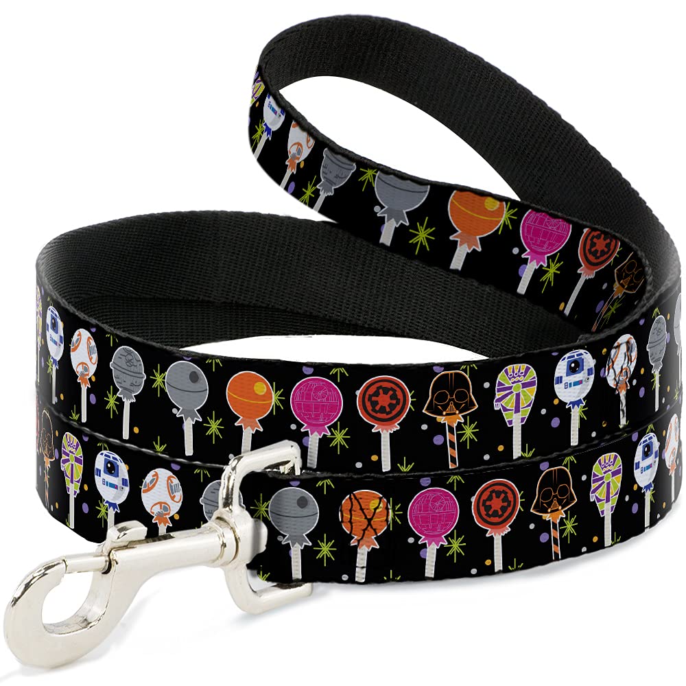 Buckle-Down Star Wars Pet Leash, Dog Leash, Star Wars Festive Lollipop Icons Multi Color, 4 Feet Long 0.5 Inch Wide