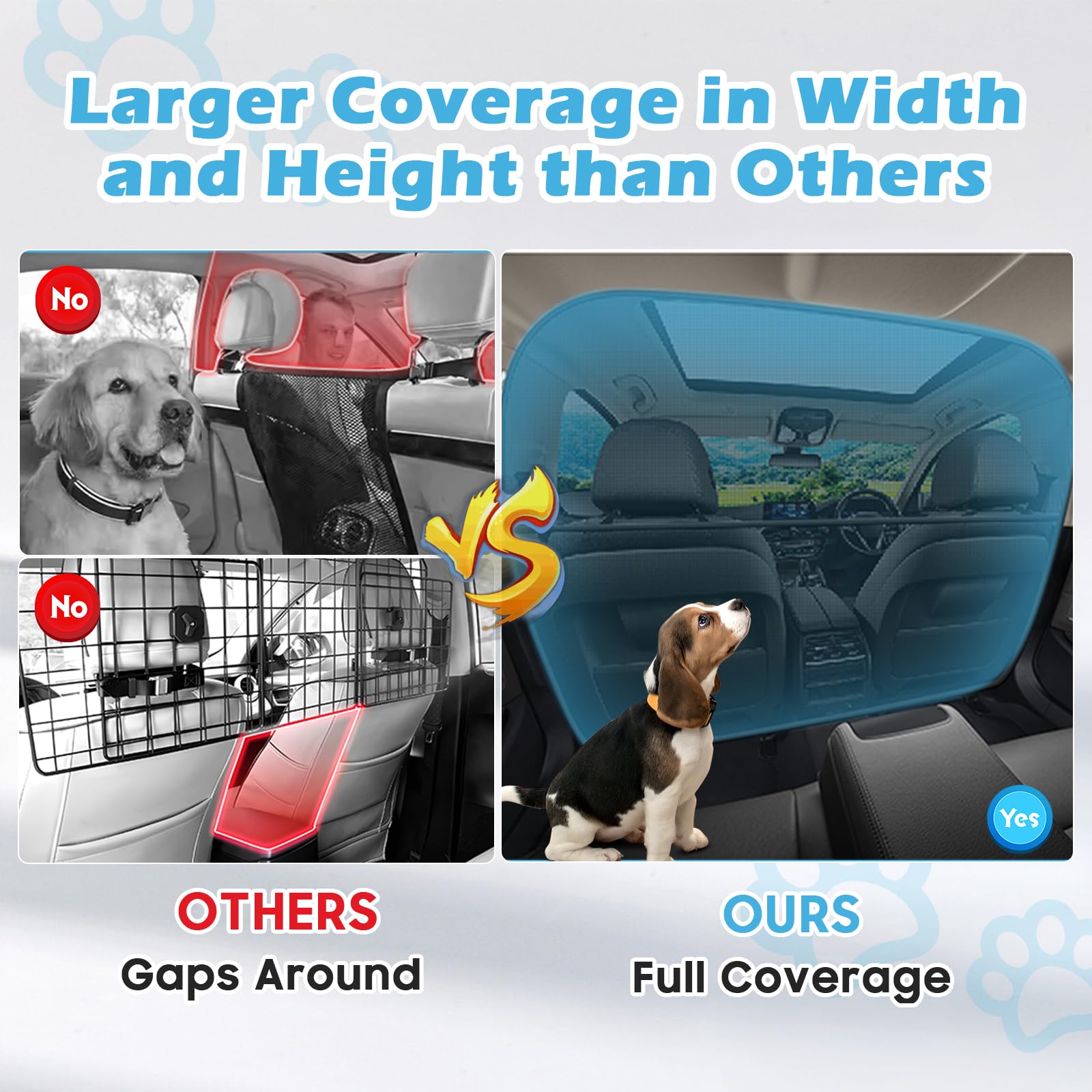 Automiim Dog Car Barrier - 61.4" Wide One-Piece Design, Large Back Seat Divider for SUV and Pickup