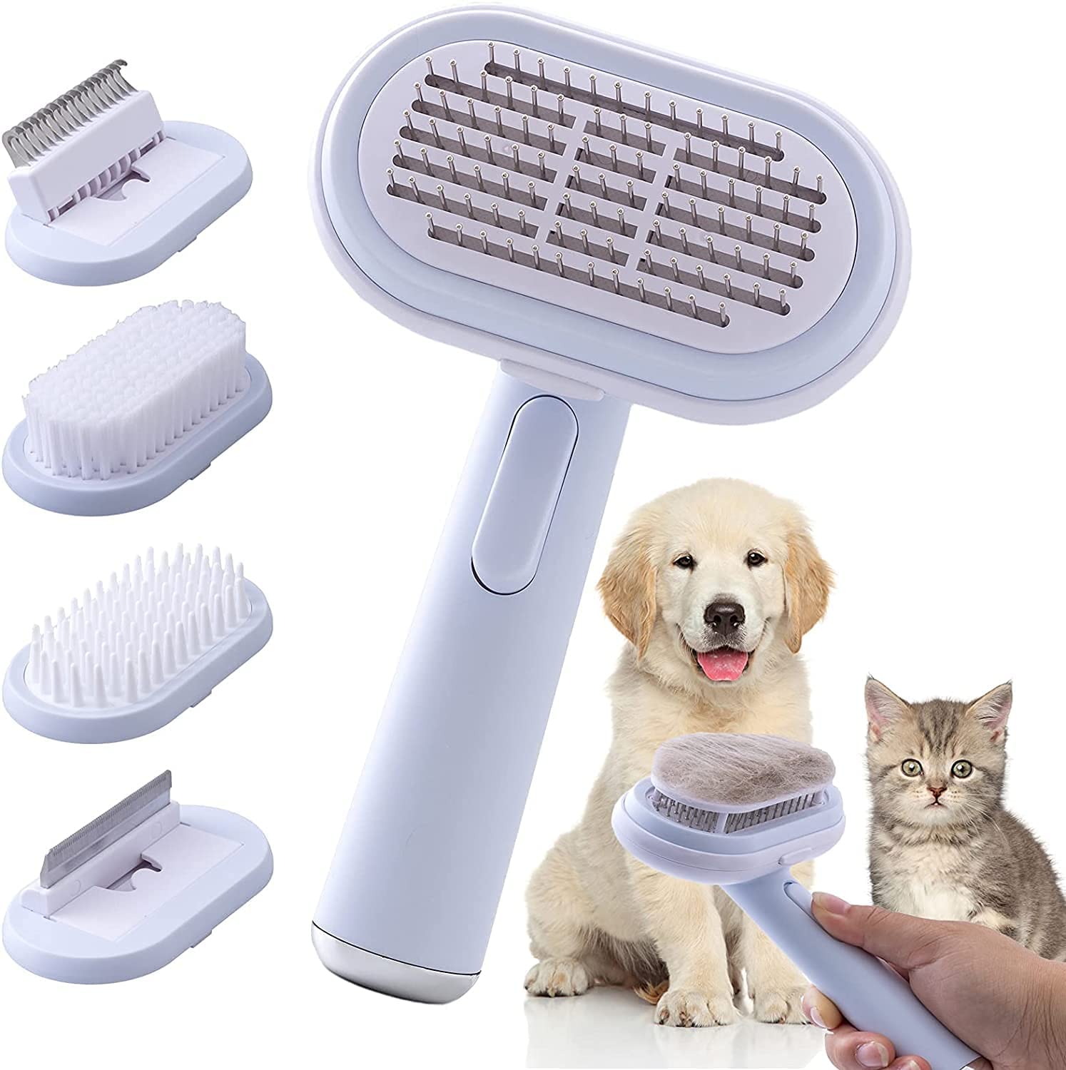 The Dds Store Pet Grooming Brush 5 In 1 Pet Massage Kit Dog Brush Cat Brush Bath/Bristle/Pin Brush Dog Deshedding Tool Dematting