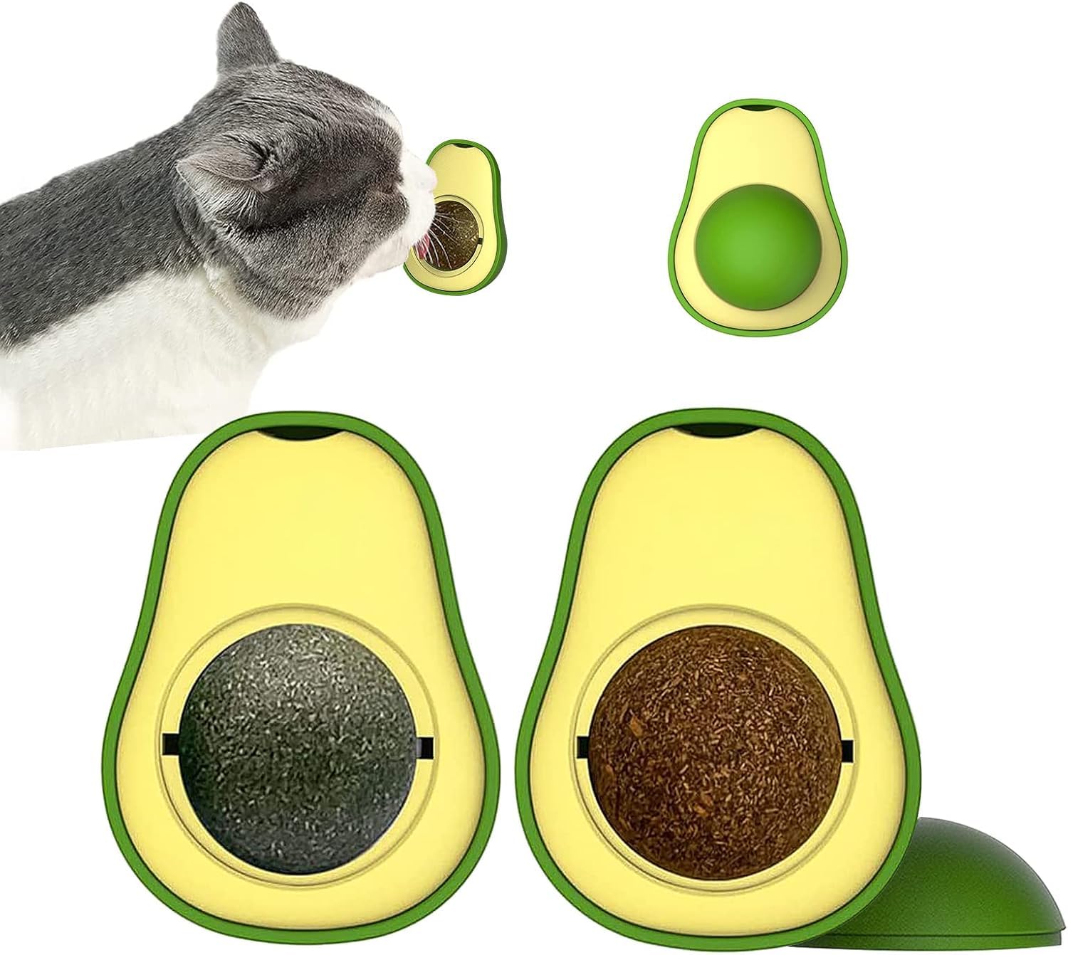 Ms Pet House Avocado Shaped Cat Toy With Catnip Mint And Silvervine, 2 Flavours, Natural Plant Extracts, Catnip Wall Ball, Safe 