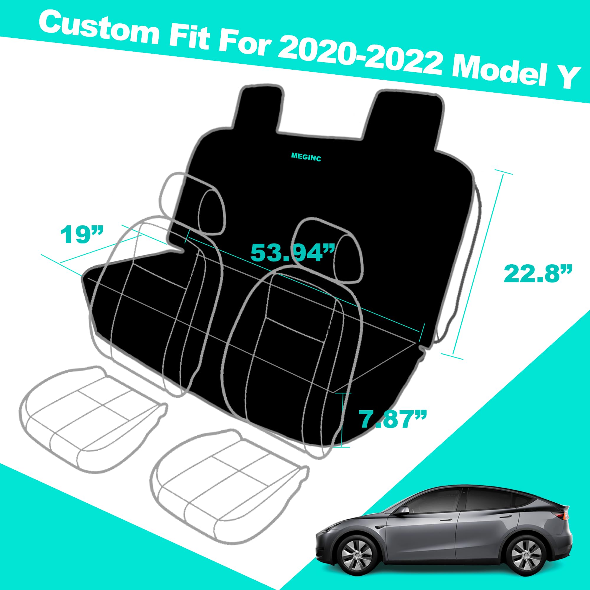 Dog Seat Covers For Tesla Model Y Back Seat Cover For Kids, Heavy Duty Bench Seat Cover With Headrest For Model Y, Non Slip Wate