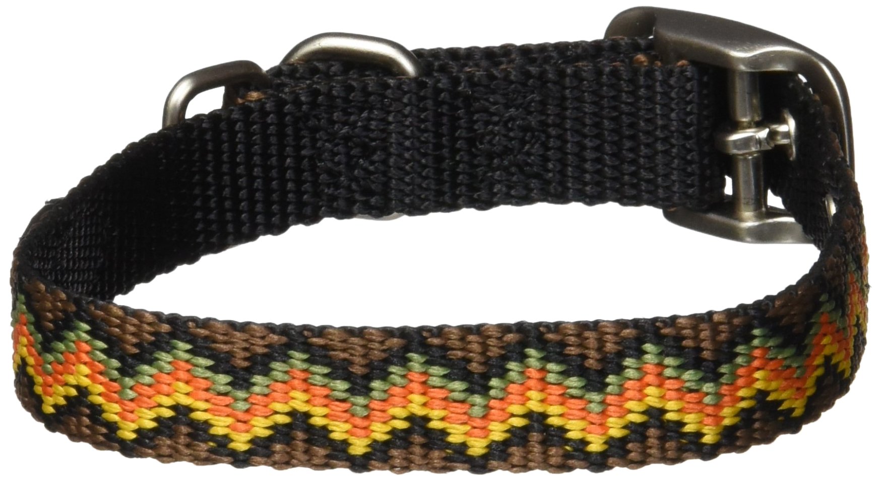 Hamilton 5/8-Inch By 14-Inch Single Thick Nylon Deluxe Dog Collar, Brown Multi-Colored Weave Pattern