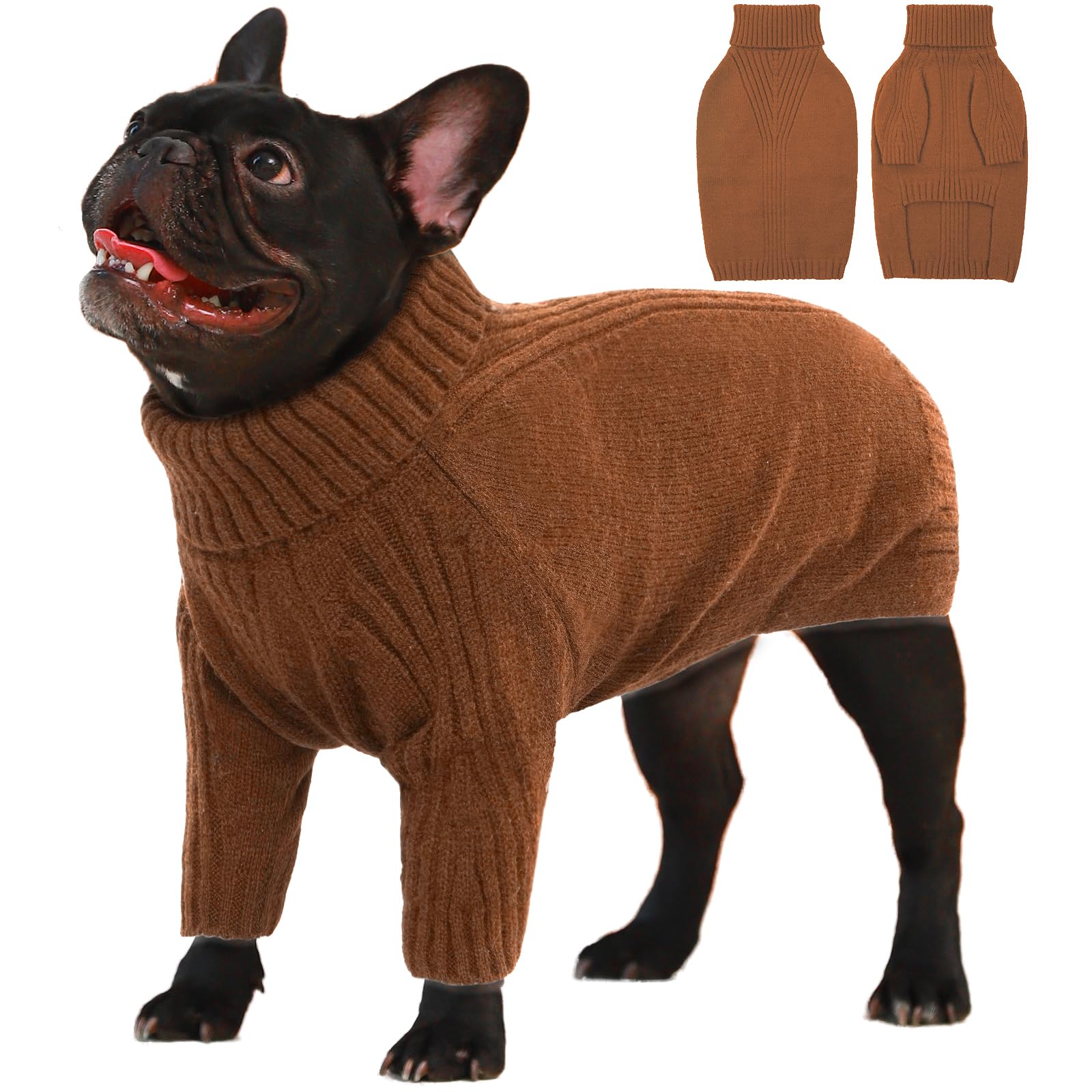 Iecoii Large Dog Sweater, Pet Sweaters For Large Dogs, Thanksgiving Fall Sweatshirt, Turtleneck Thick Warm Girl Knitwear, Winter