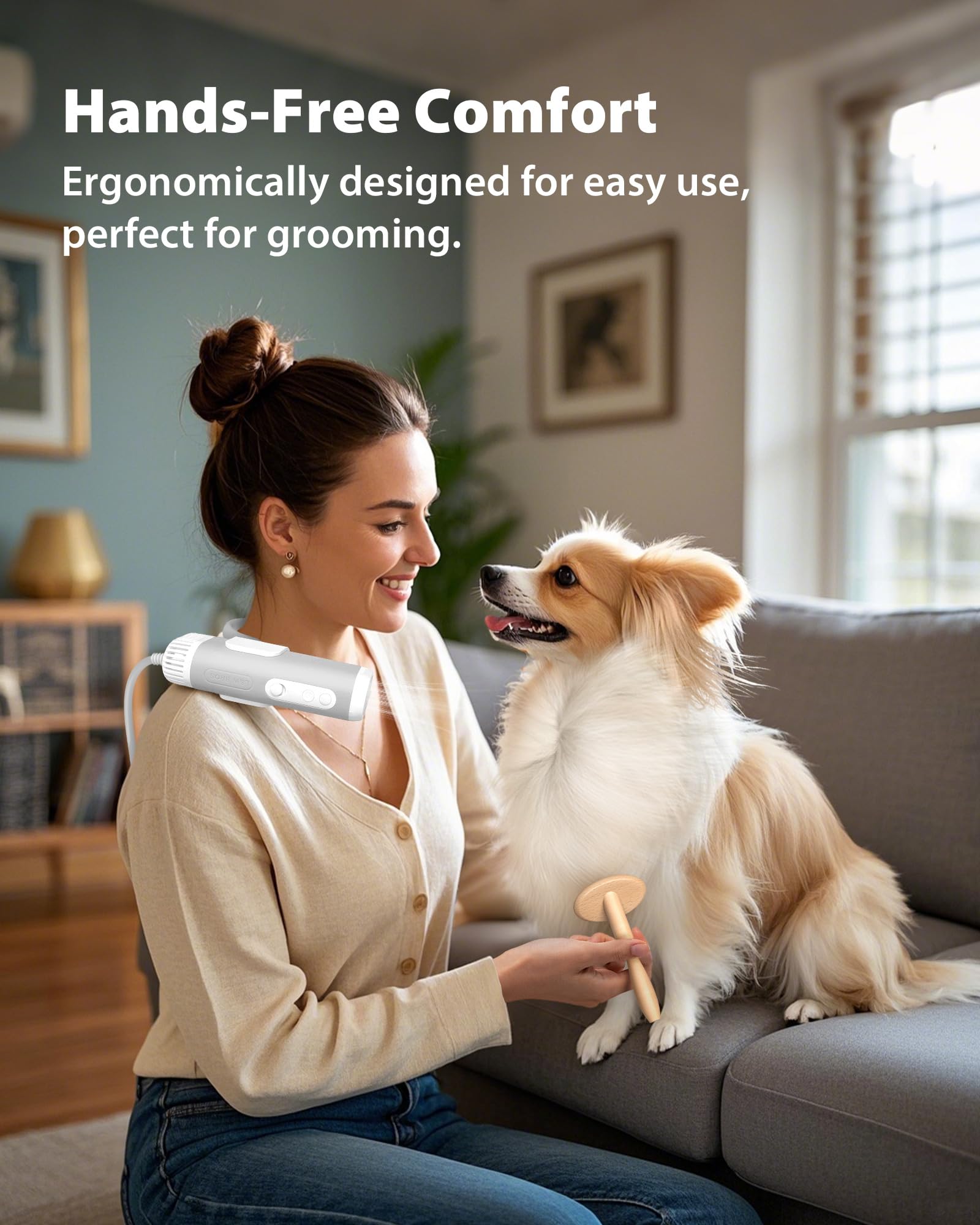L&W Bros. Hands-Free Dog Dryer - Powerful & Professional Pet Blow Dryer For Small & Medium Dogs & Cats, Adjustable Airflow, Easy