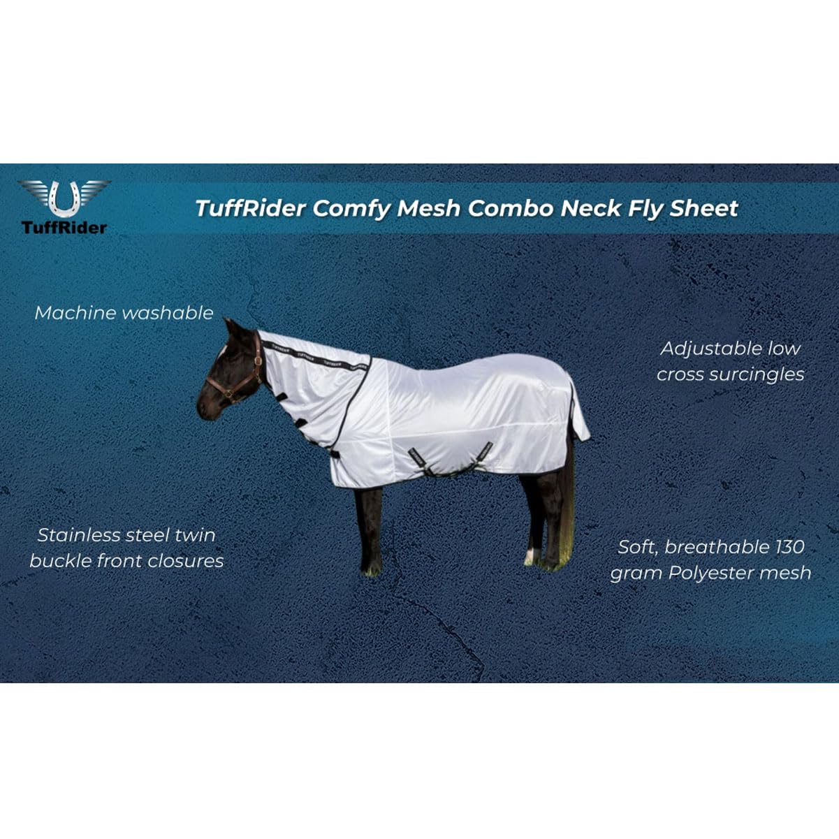 Tuffrider Comfy Mesh Combo Neck Fly Sheet - White - 72