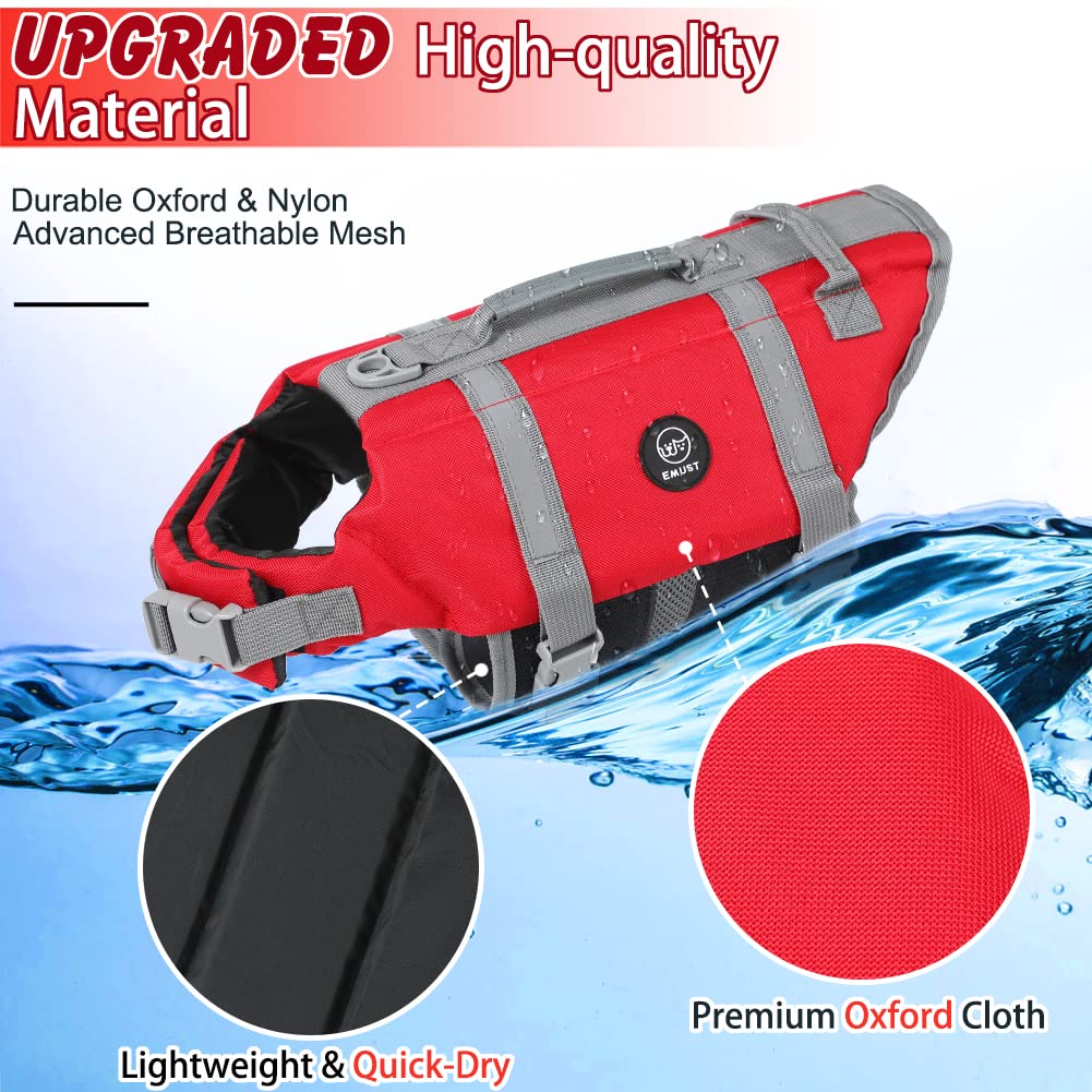 Emust Pet Life Jackets, Dog Life Vests For Swimming, Beach Boating With High Buoyancy, Dog Flotation Vest For Small/Medium/Large