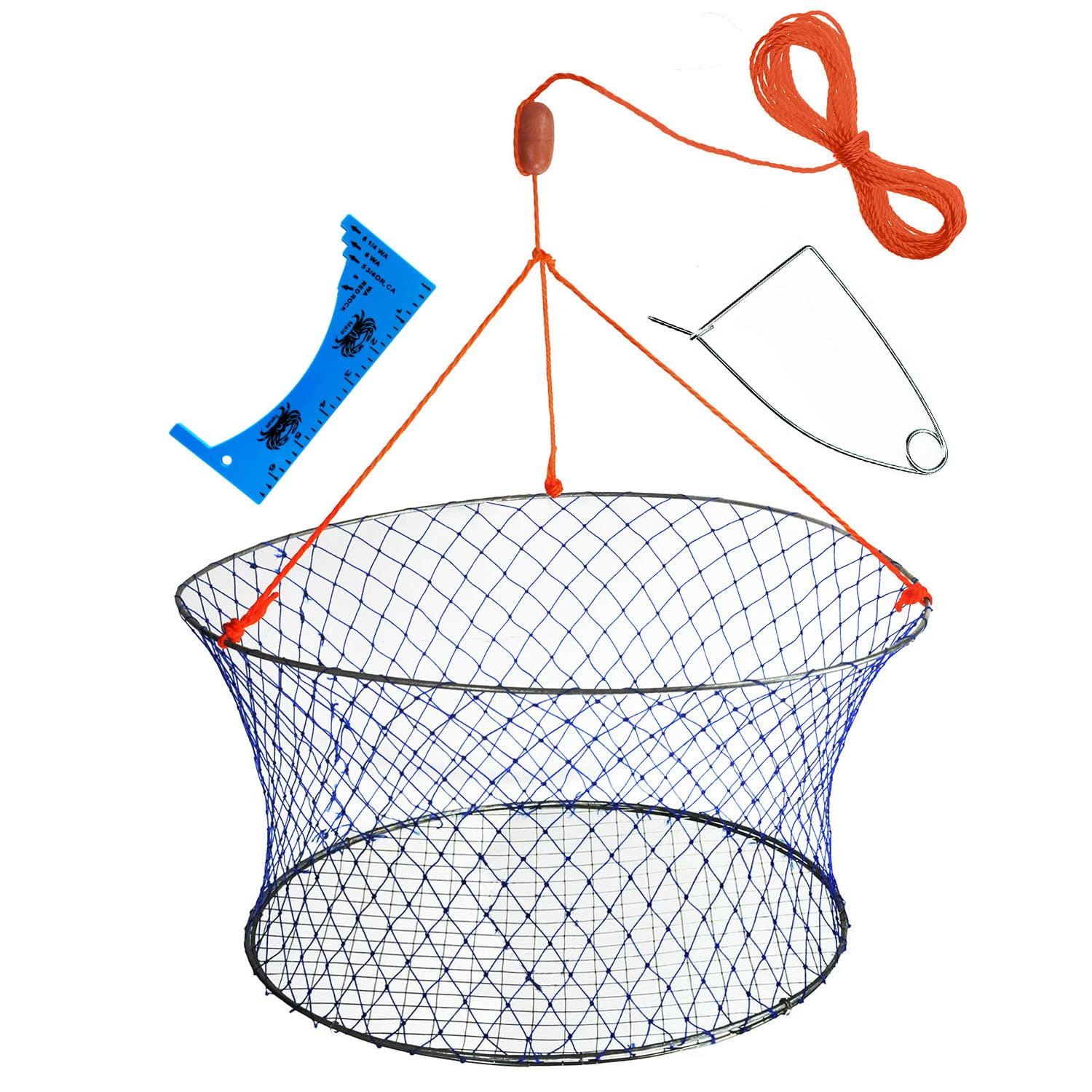 Palmyth Wire Grid Bottom Crab Nets Two Ring Crab Kit with Harness and Bait Clip 24    X 20    X 12   