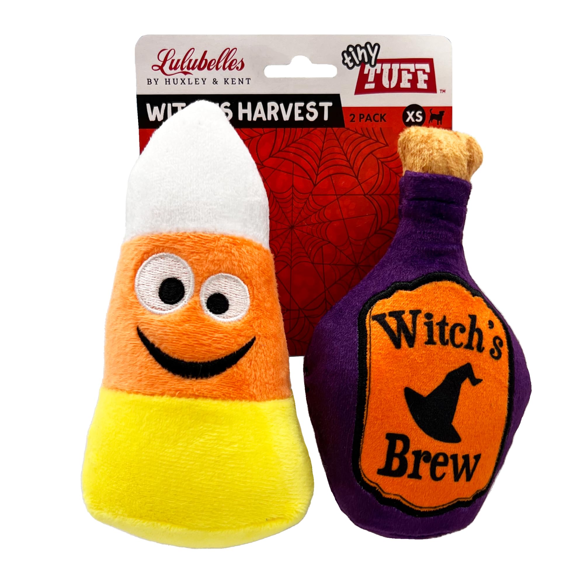 Huxley & Kent Tiny Tuff | Witch'S Harvest | Halloween Extra Tough Dog Toy For Small Dogs | 2-Pack Funny Dog Toy | Features Squea