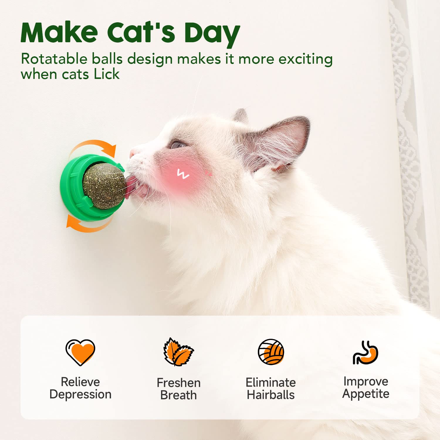 Potaroma Catnip Toys Balls 4 Pcs, Extra Cat Energy Ball, Edible Kitten Silvervine Toys for Cats Lick, Healthy Kitty Teeth Cleani