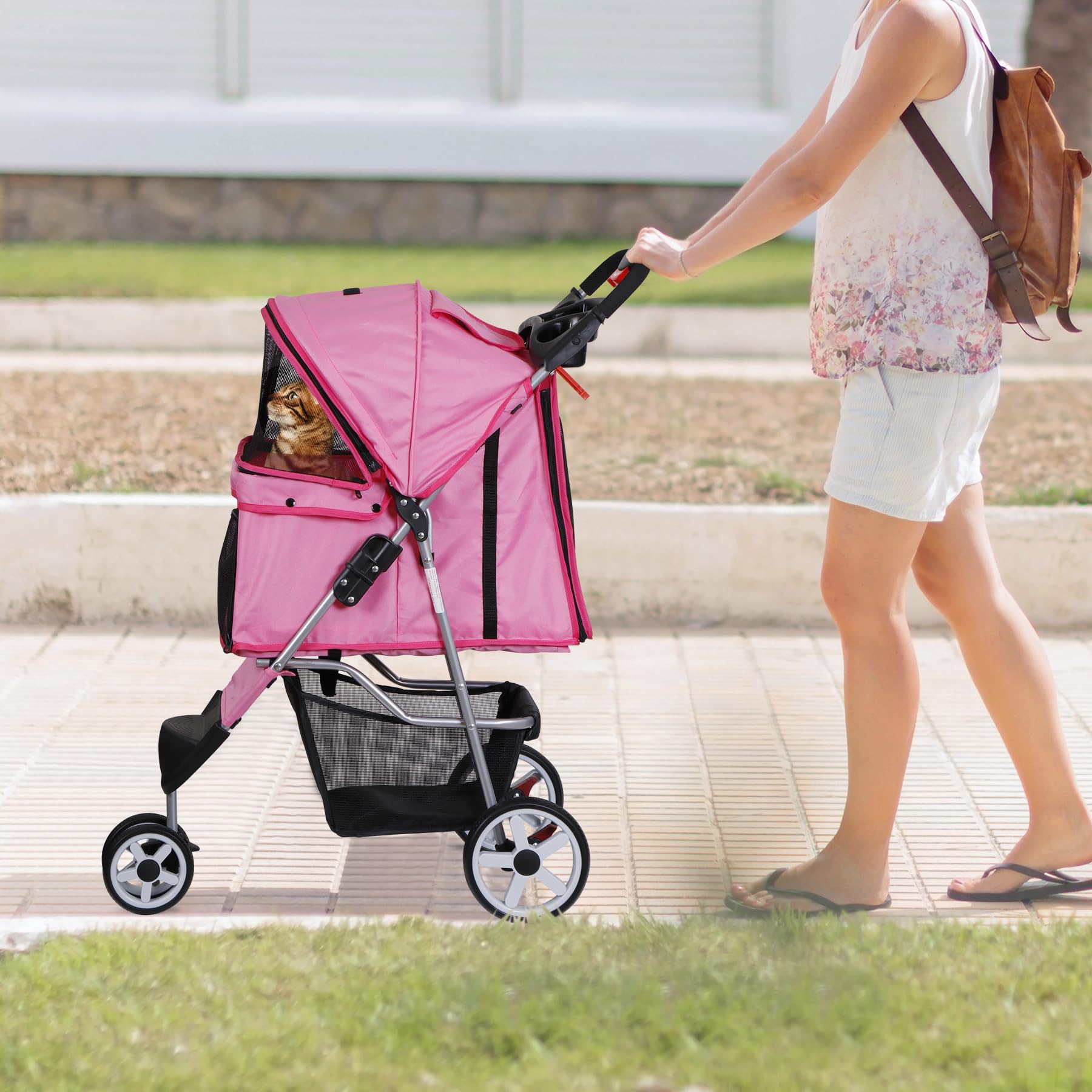 Epetlover 3 Wheels Dog Stroller Folding Pet Strolling Cart For Small Medium Cats Puppies Portable Jogger Travel Camping Puppy Ca
