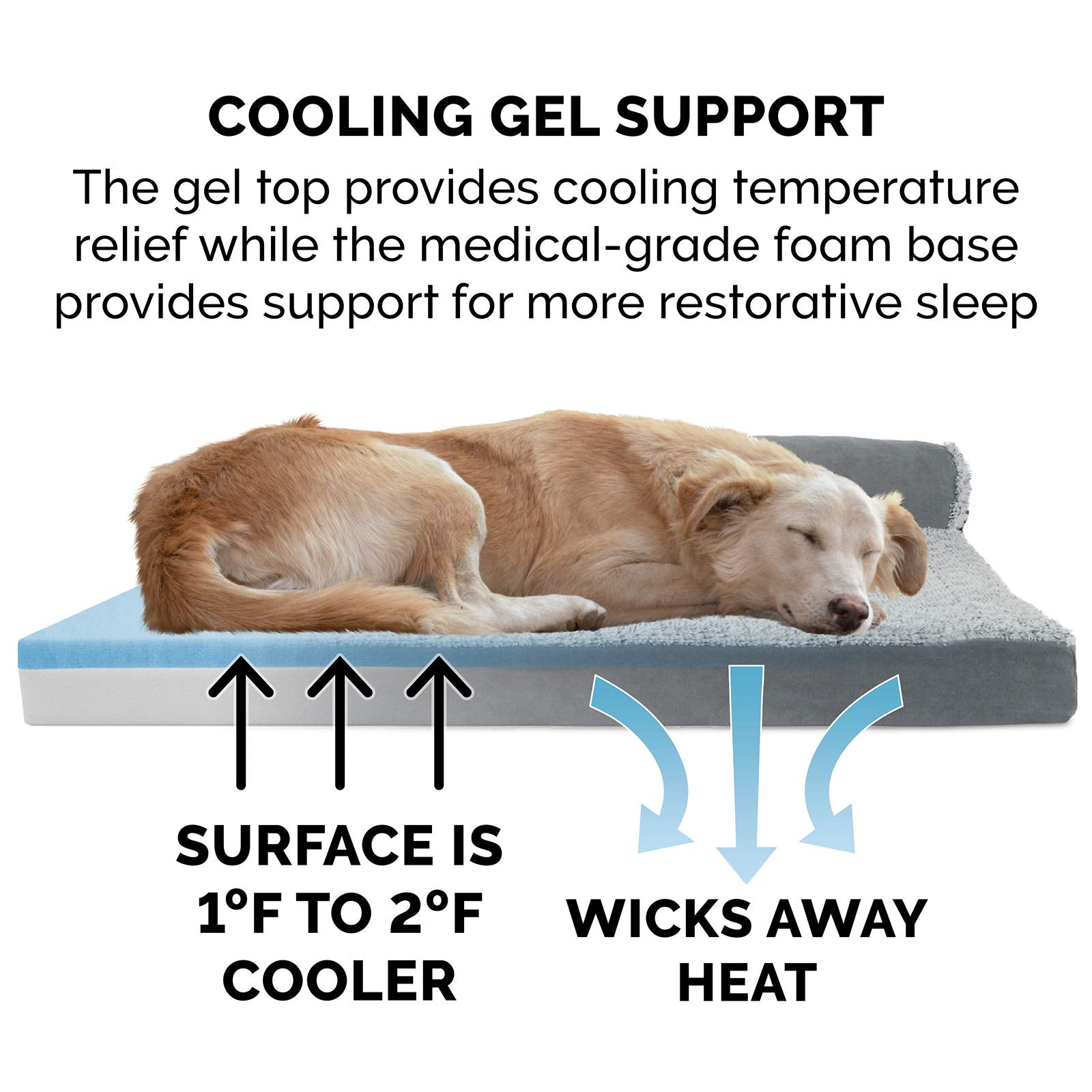 Furhaven Cooling Gel Dog Bed For Medium/Small Dogs W/ Removable Bolsters & Washable Cover, For Dogs Up To 35 Lbs - Two-Tone Plus