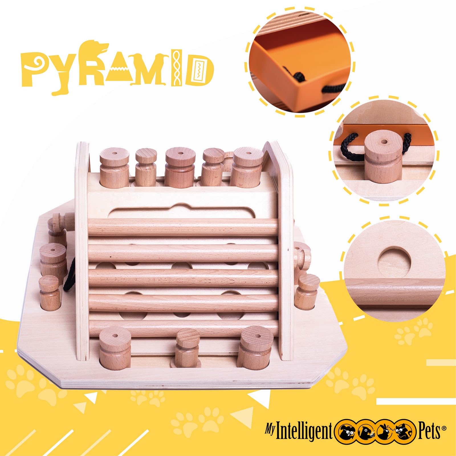 My Intelligent Dogs Pyramid - Brain Game for Dogs, Interactive Wooden Puzzle Toy for Mental Stimulation, Boredom Buster for Smar