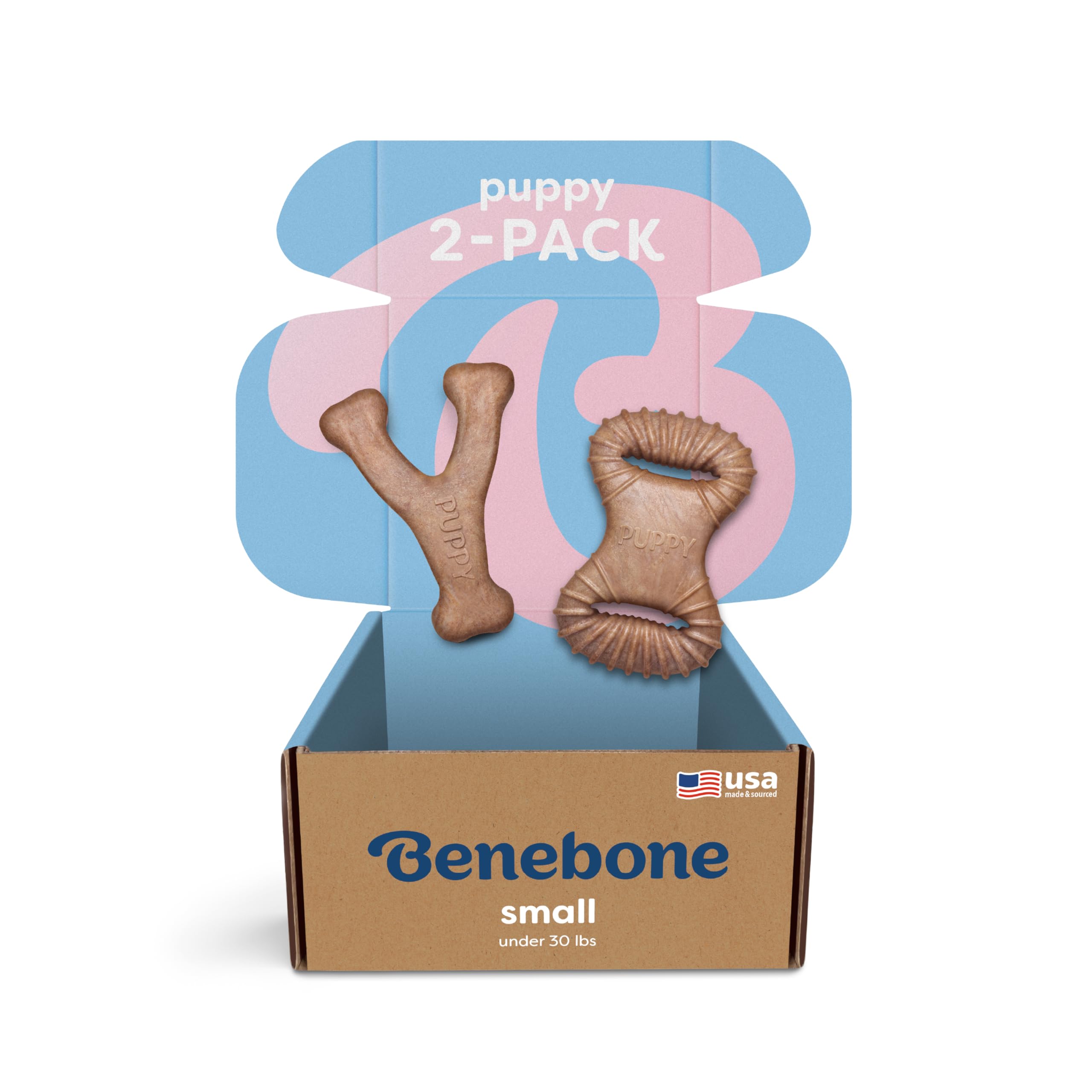 Benebone Puppy 2-Pack Dental Chew/Wishbone Bacon Small