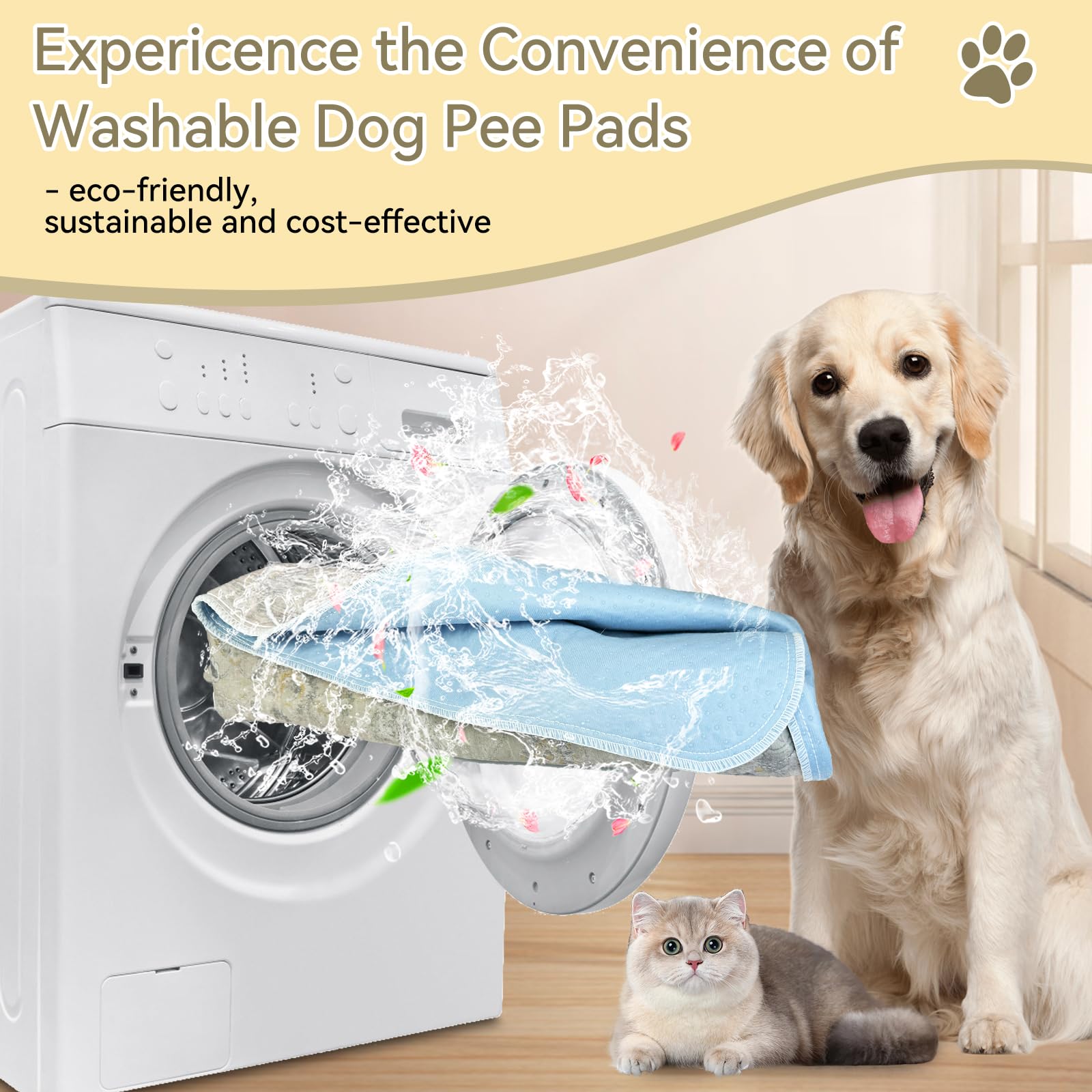Damiroon Washable Dog Pee Pads - Reusable Absorbent Puppy Training Pads, Leakproof(36'' X41'',2 -Pack) For Indoor/Outdoor Use