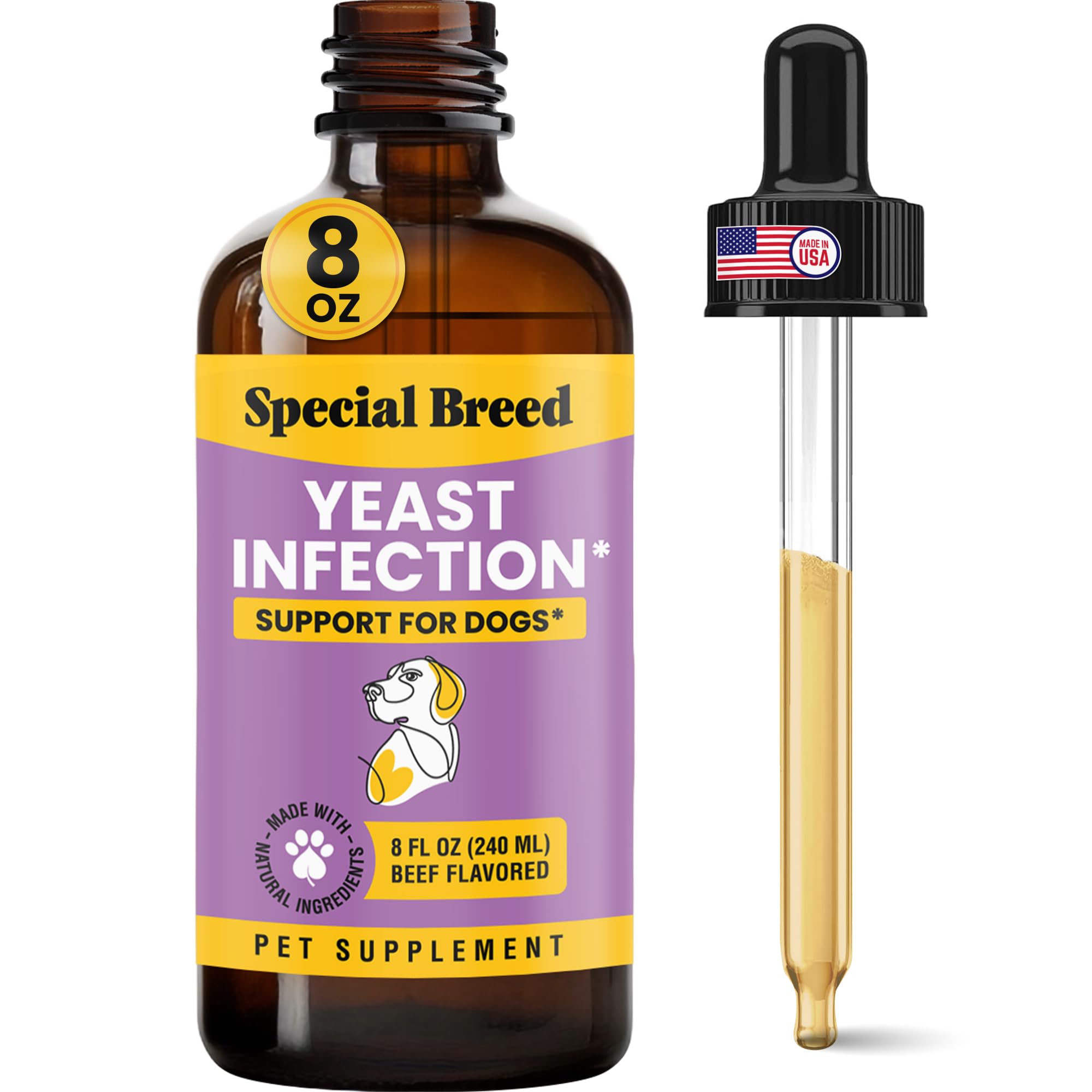 Yeast Infection Treatment for Dogs - 8 Ounces - Soothing Itch Relief, Ear Infection Treatment, Reduces Irritation & Inflammation