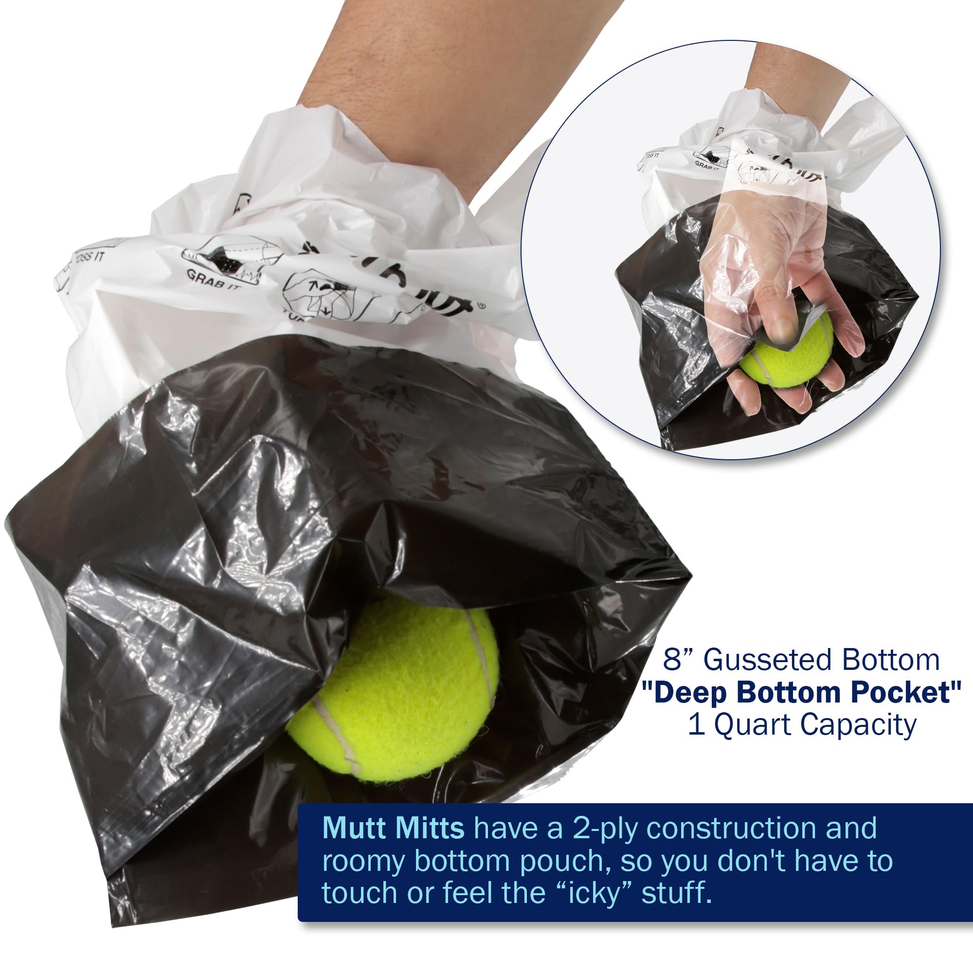 Mutt Mitt New Listing, Same 100 White & Black 2-Ply Dog Waste Bags on 1 Dog Waste Bag Station Header - 300% Thicker than mini ro