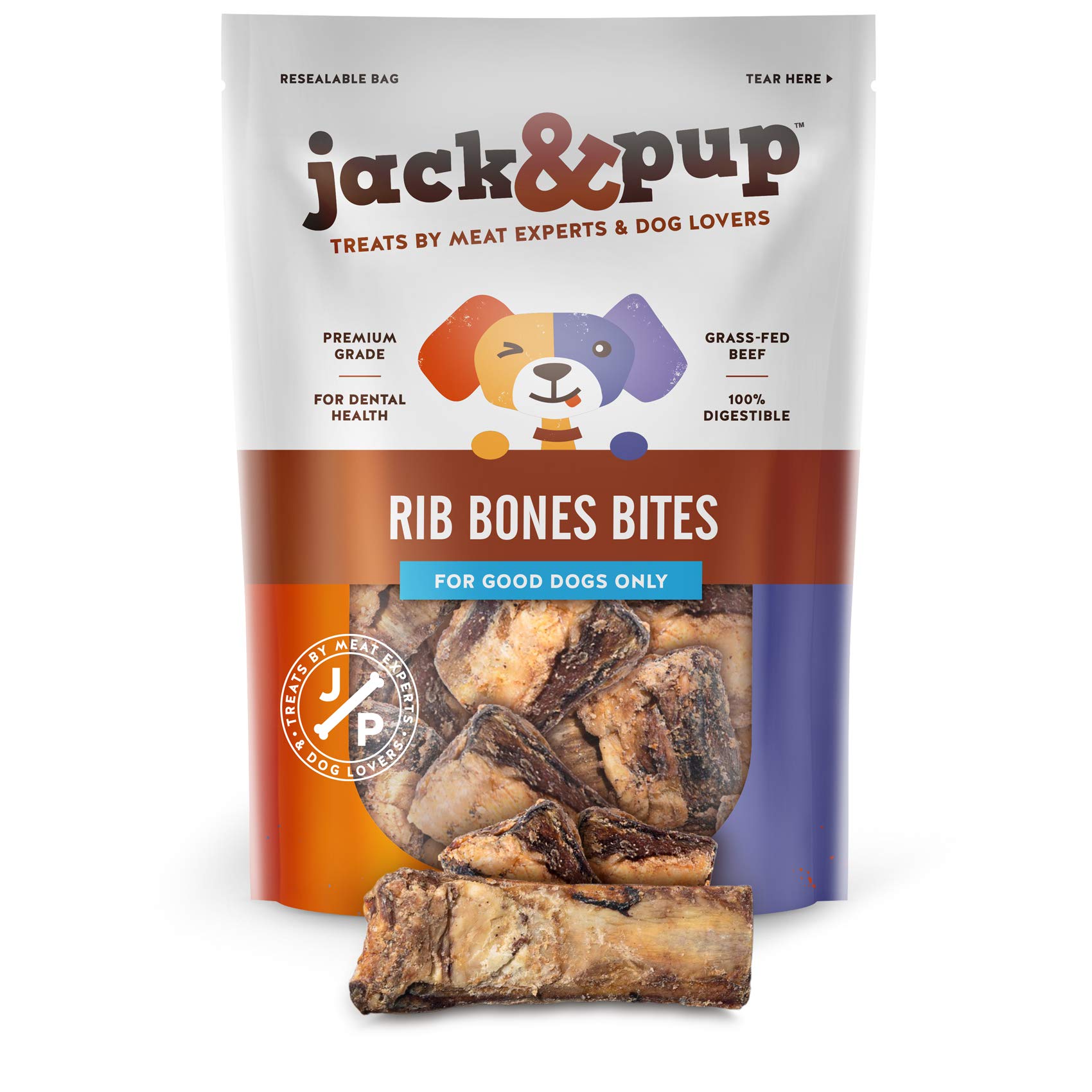 Jack&Pup Rib Bones for Dogs | All Natural Beef Rib Bones for Dogs (24 Oz Bag) Single Ingredient Bone Marrow Natural Dog Bones, R