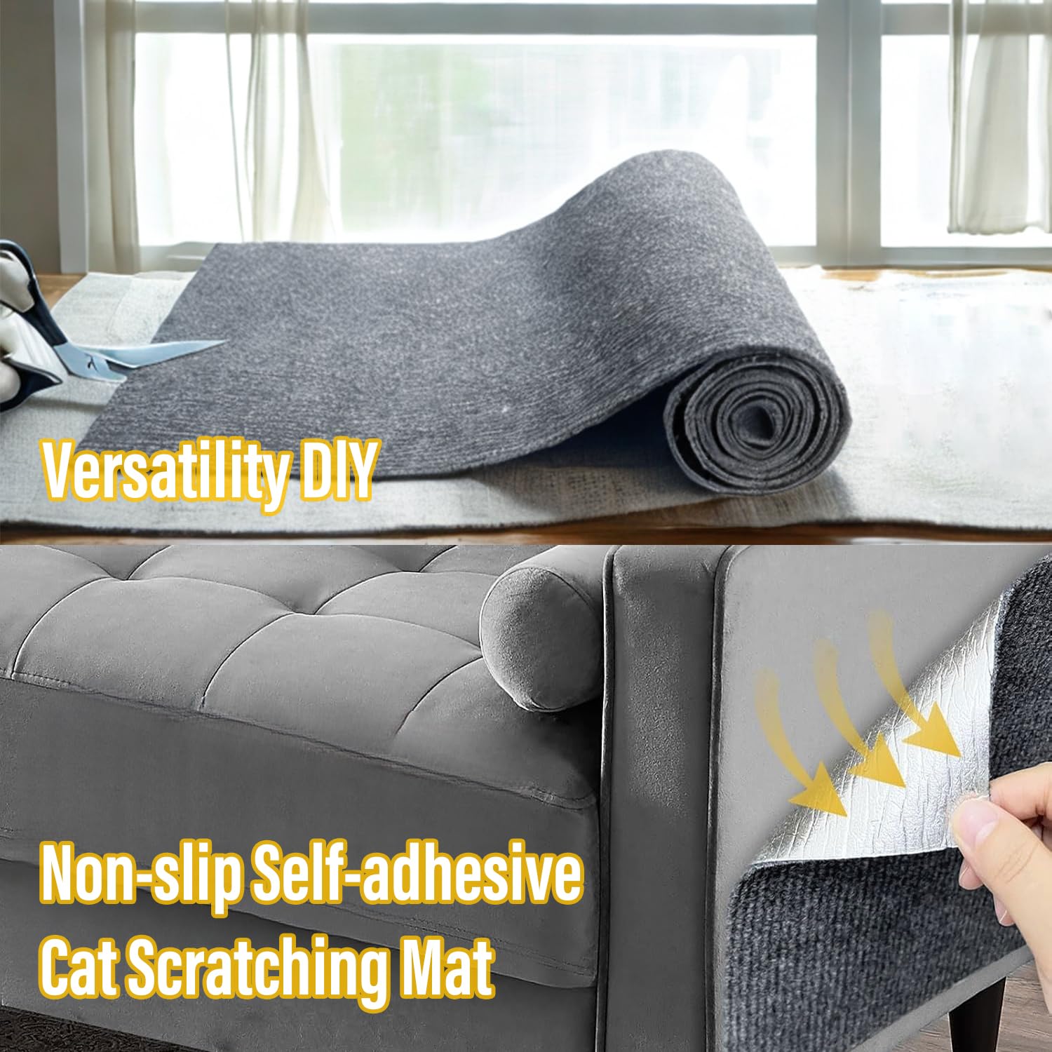 Yongjoy Cat Scratch Couch Furniture Protector, Adhesive Cat Scratch Pad Deterrent For Furniture, Diy Climbing Scratcher For Indo