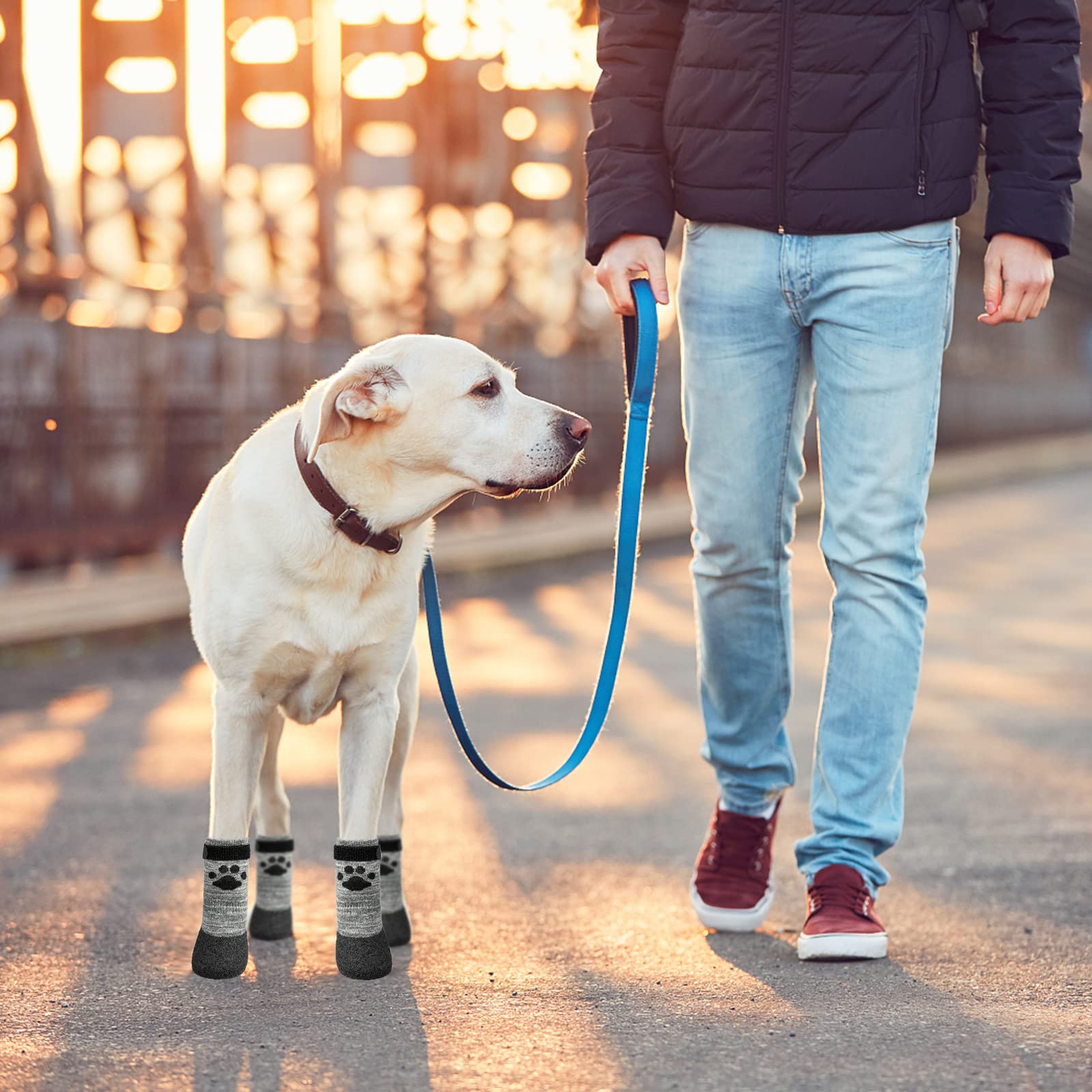 KOOLTAIL Anti-Slip Dog Socks for Hardwood Floors, X-Large, Grey - Traction Grip Boots for Small, Medium, Large Dogs