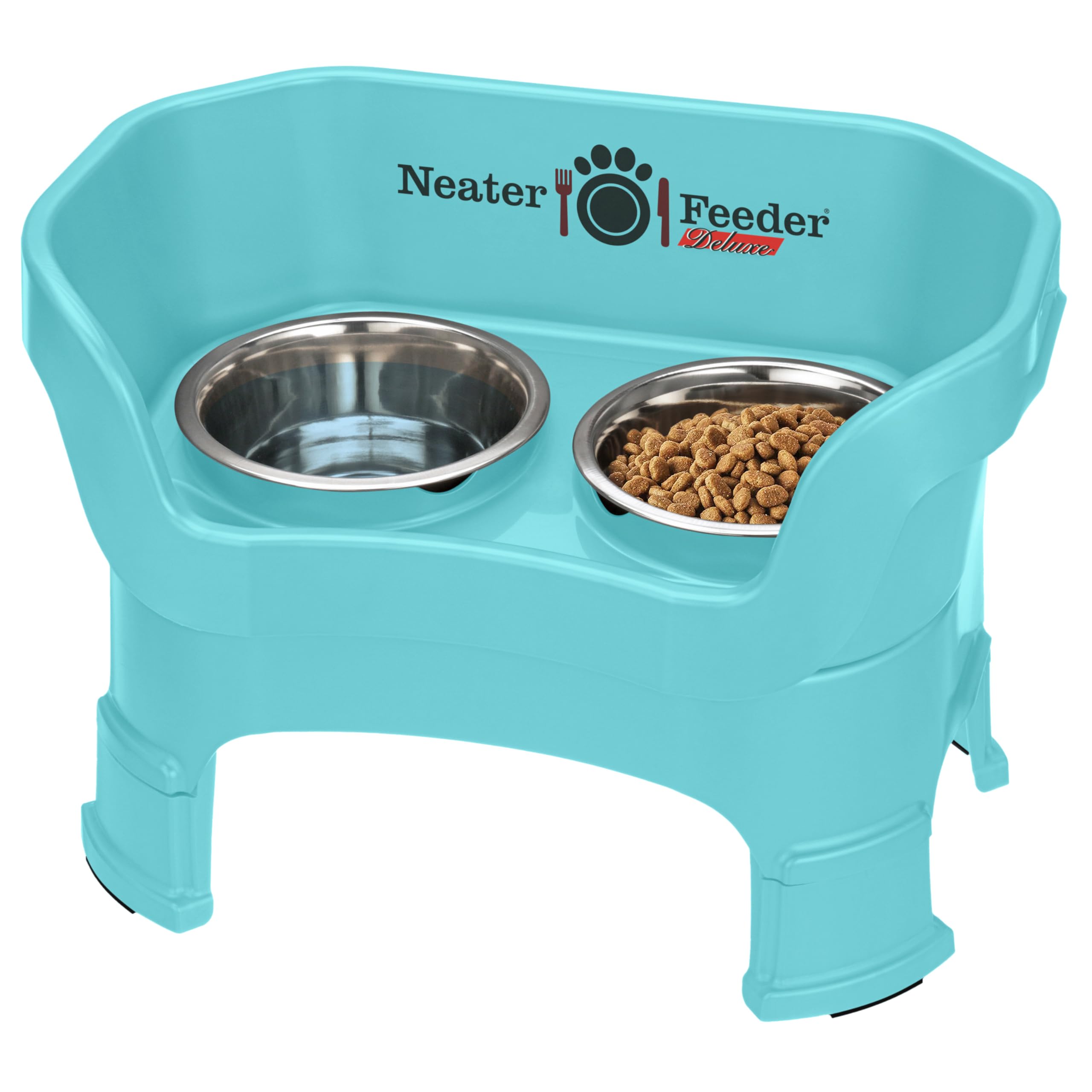 Neater Feeder Deluxe Mess Proof Dog Bowls Elevated Medium Sized Dogs (19-40 lbs) Made in USA, No Spill Raised Dog Food Bowl Stan