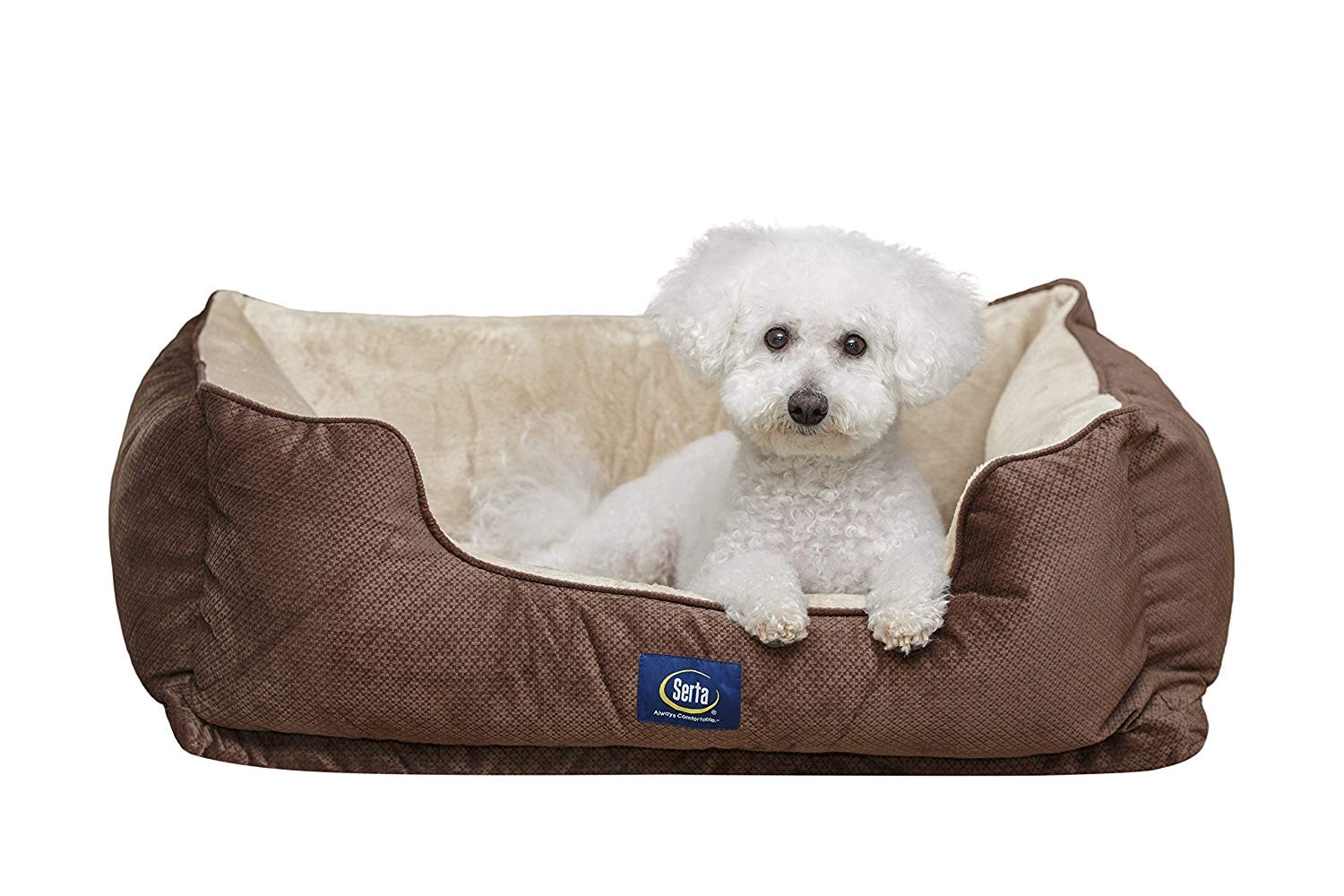 Serta Ortho Cuddler Pet Bed, Mocha - 24"x13.5"x14.5", Ortho Foam Comfort for Dogs and Cats