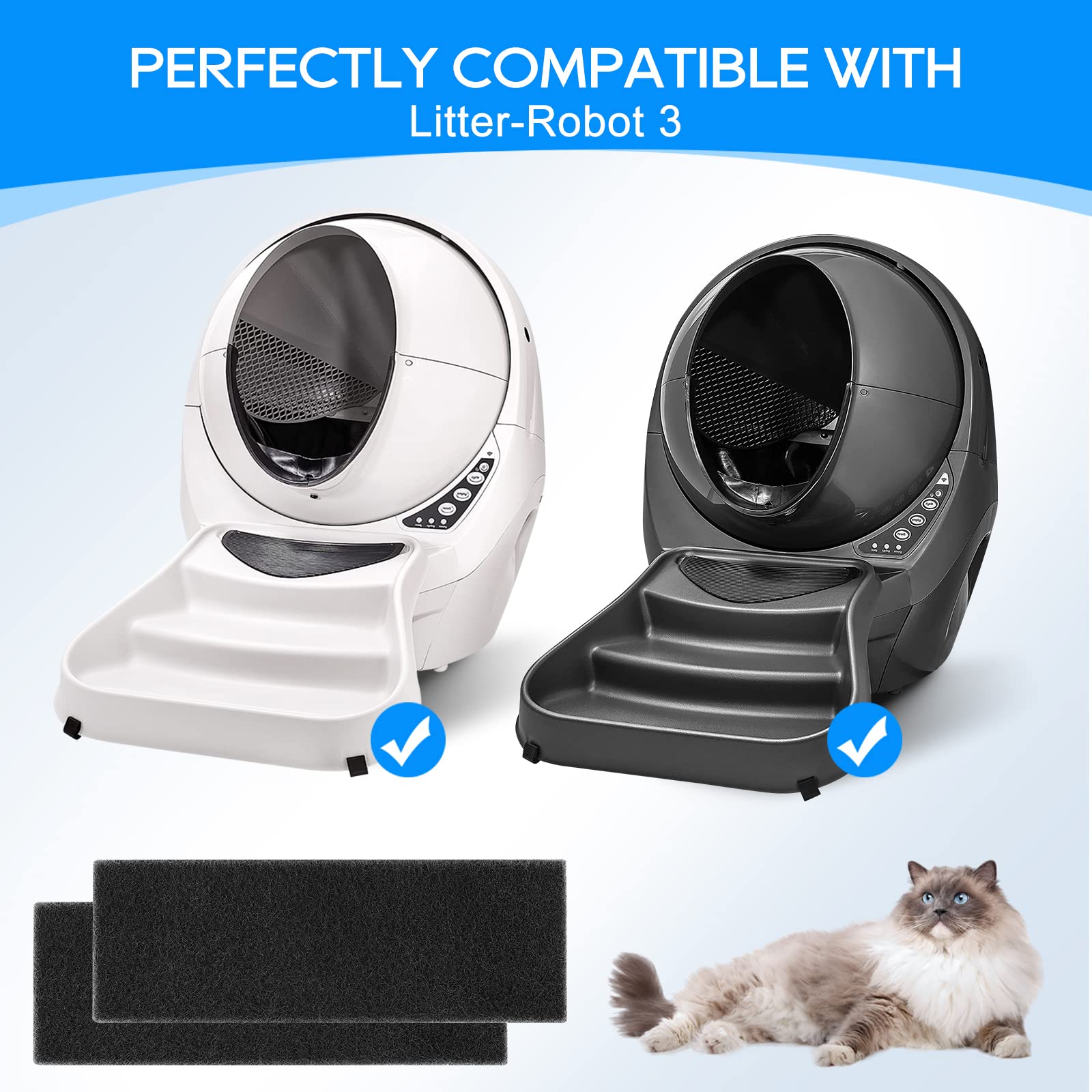 Myfatboss 12 Pack Carbon Filters Compatible With Litter-Robot 3, Activated Carbon Litter Box Filter Compatible With Litter-Robot