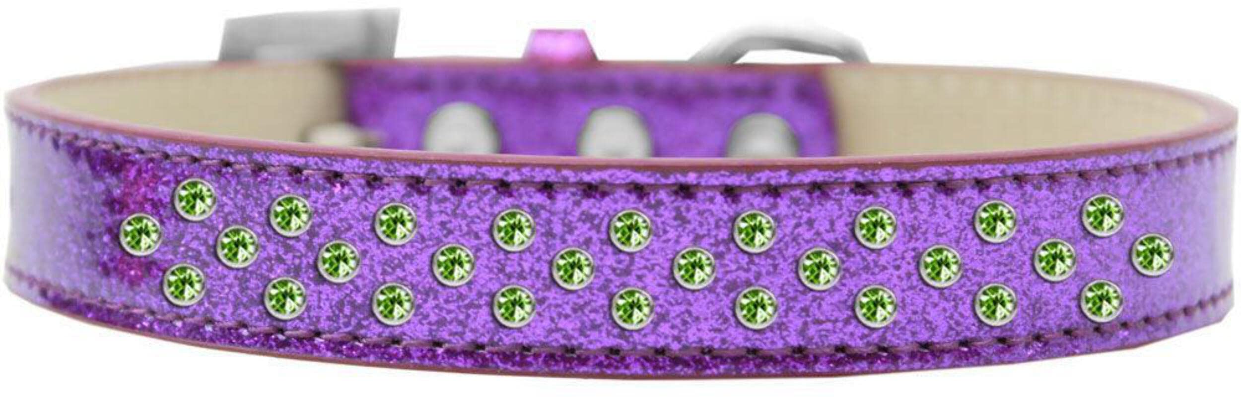 Mirage Pet Products Sprinkles Ice Cream Dog Collar with Lime Green Crystals, Size 12, Pink