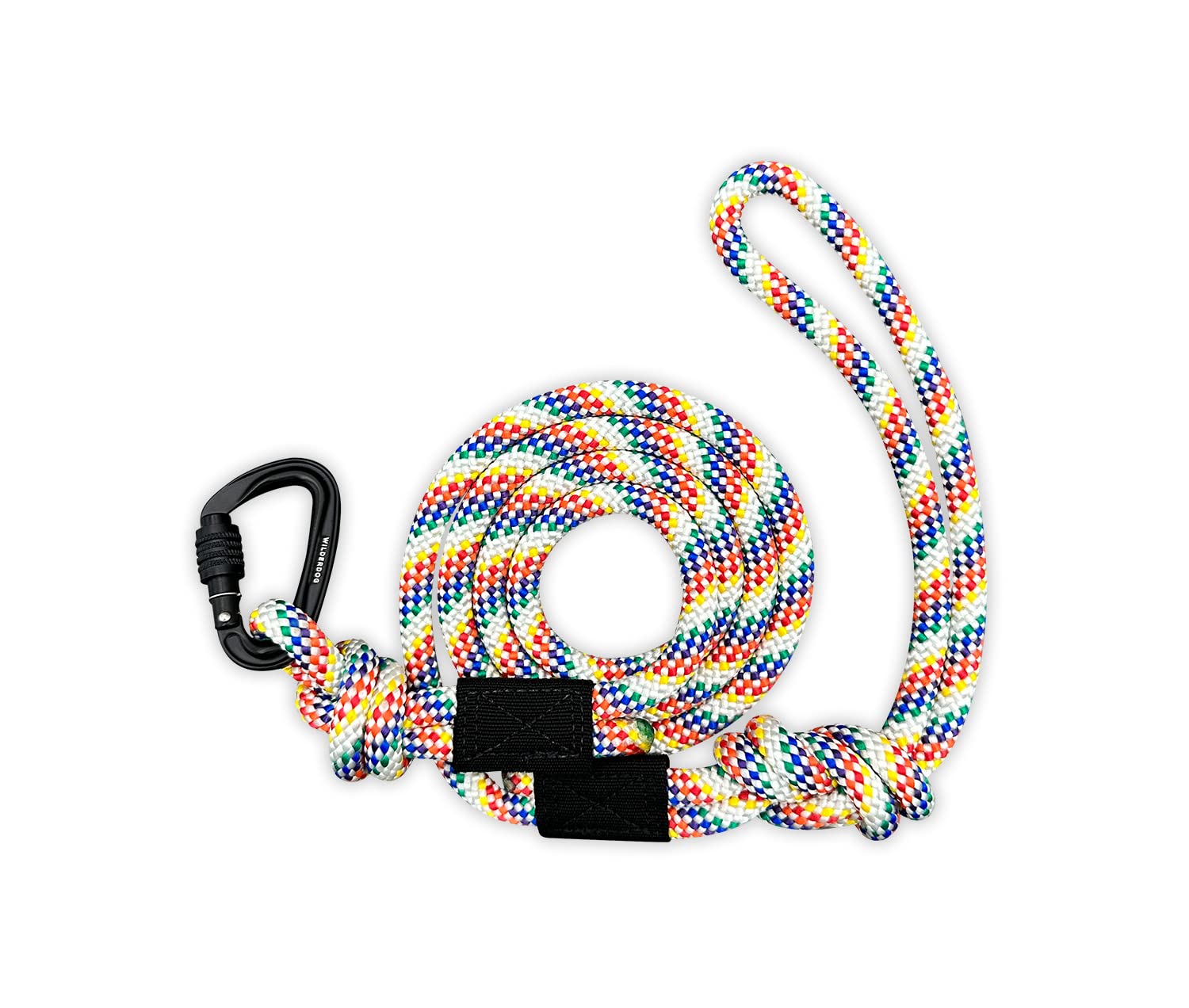 Wilderdog Small Carabiner Climbing Rope Dog Leash For Small & Medium Dogs - 5Ft - Rainbow - 1Ct