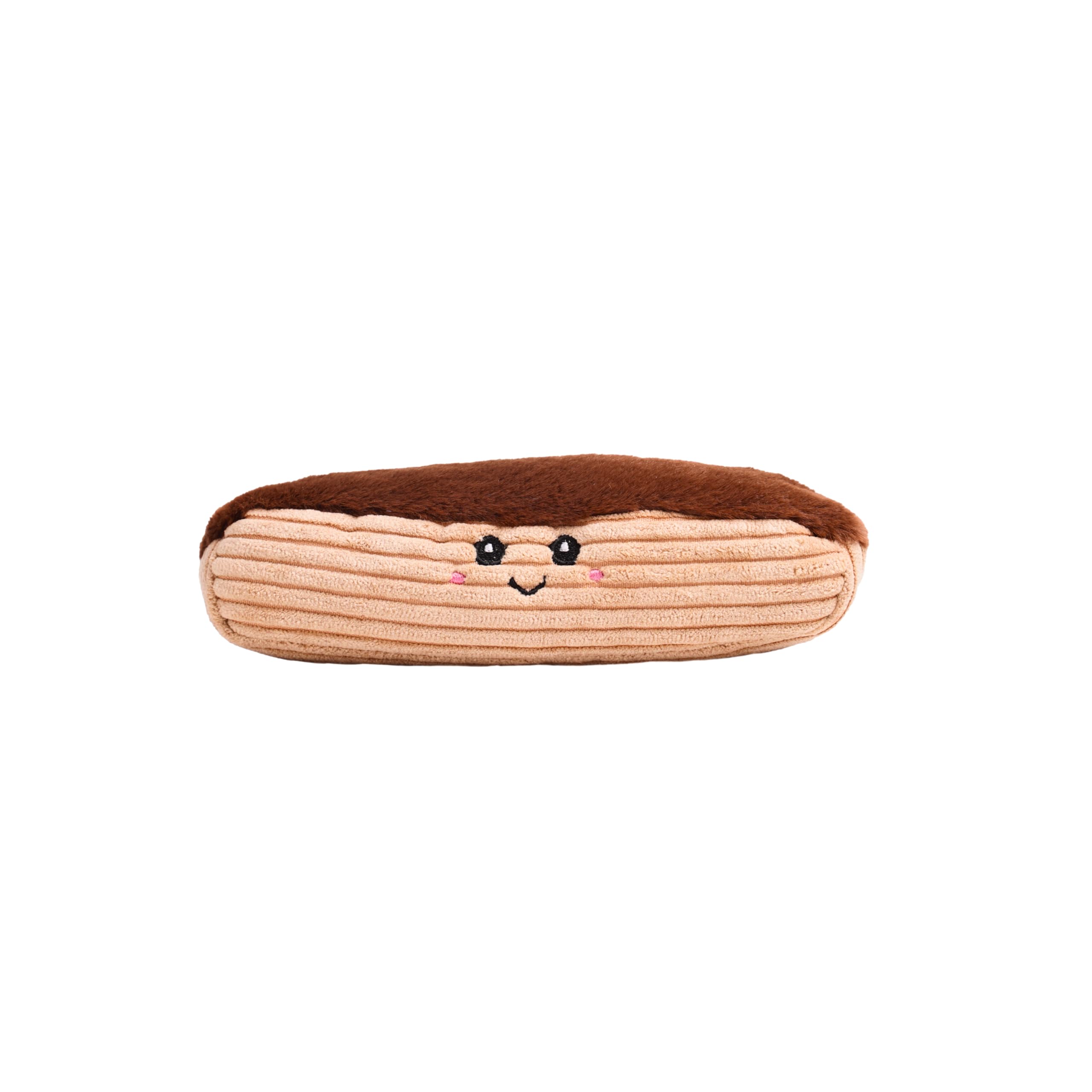 Puffy Crew Squeaky Dog Plush Toy, Bakery Bite_Stick Collection, 8'', For Small And Medium Dogs (Eclair, Small)