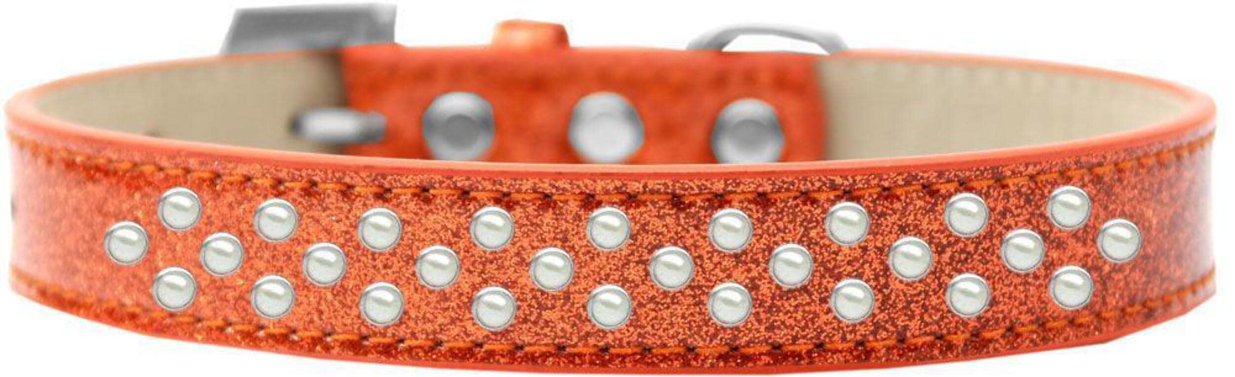 Mirage Pet Products Sprinkles Ice Cream Dog Collar with Pearls, Size 14, Silver
