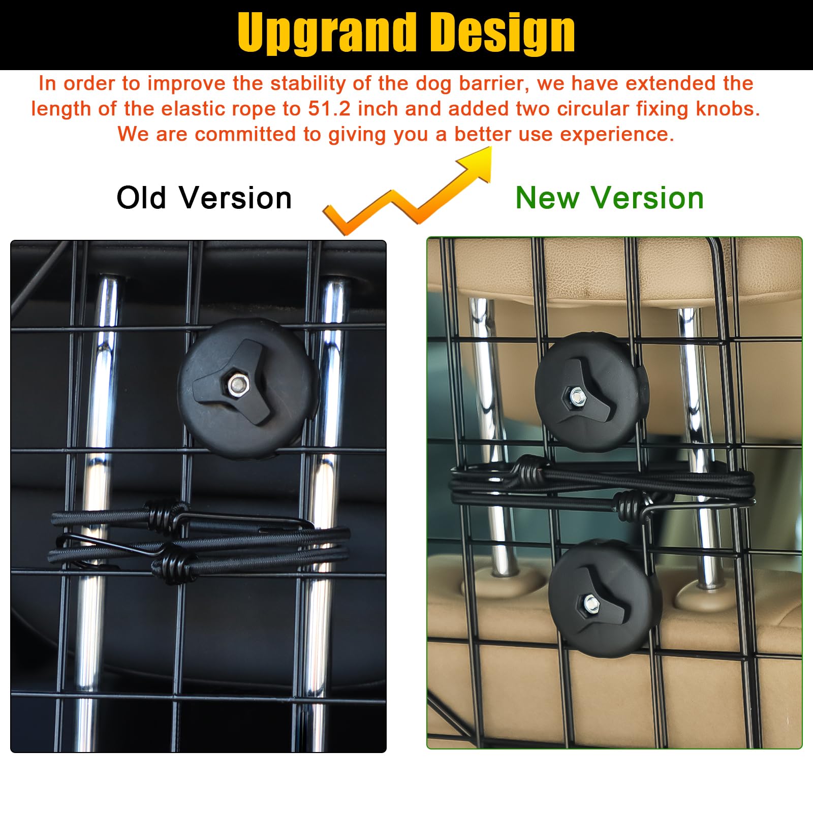 Gtongoko Dog Car Barriers for SUVs, Heavy-Duty Wire Mesh, Universal Fit, Black, Model GT-WL-PET, Includes 2 Elastic Ropes