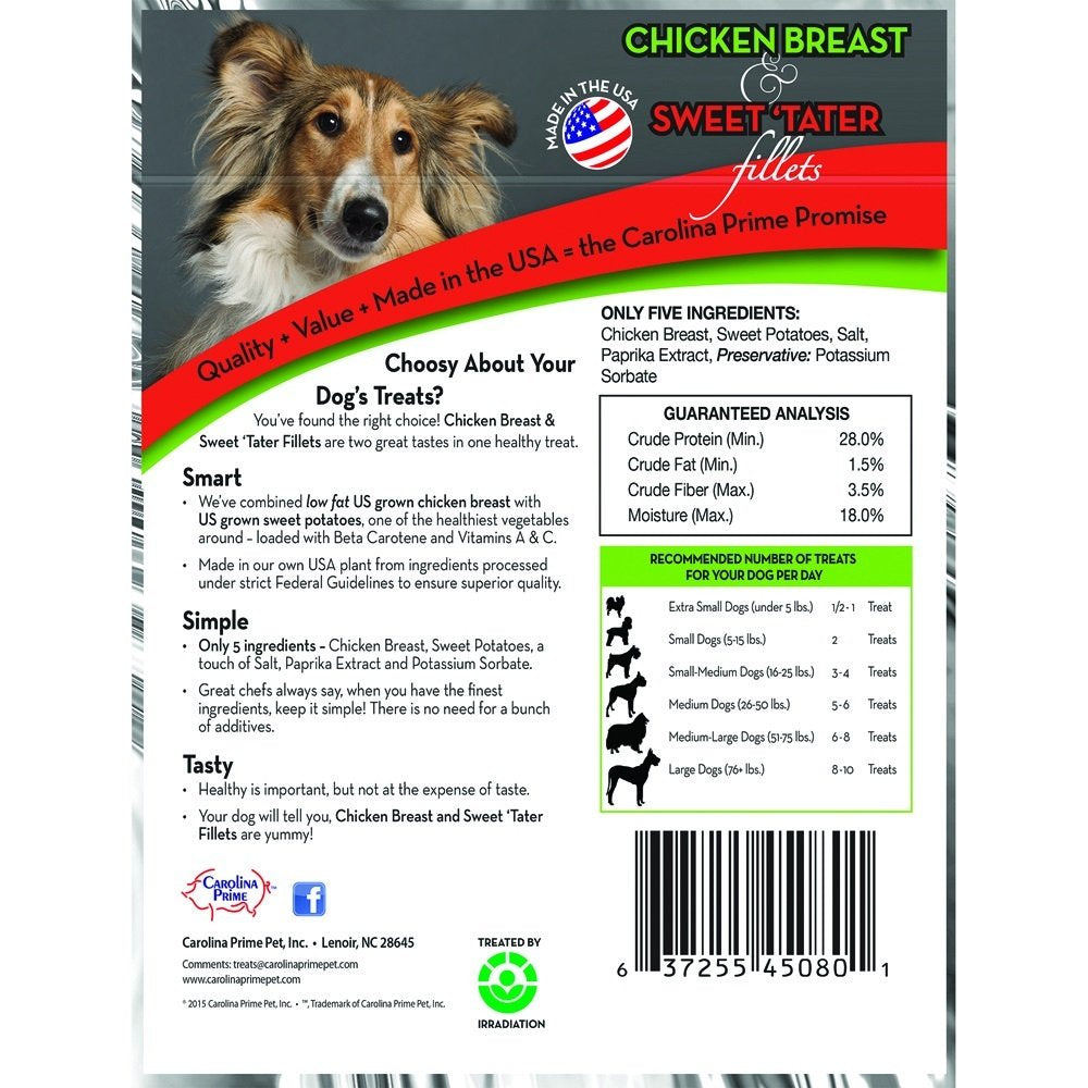 Carolina Prime Pet Chicken Breast & Sweet Tater Fillets (1lb.) - Naturally Nutricious Dog Treats