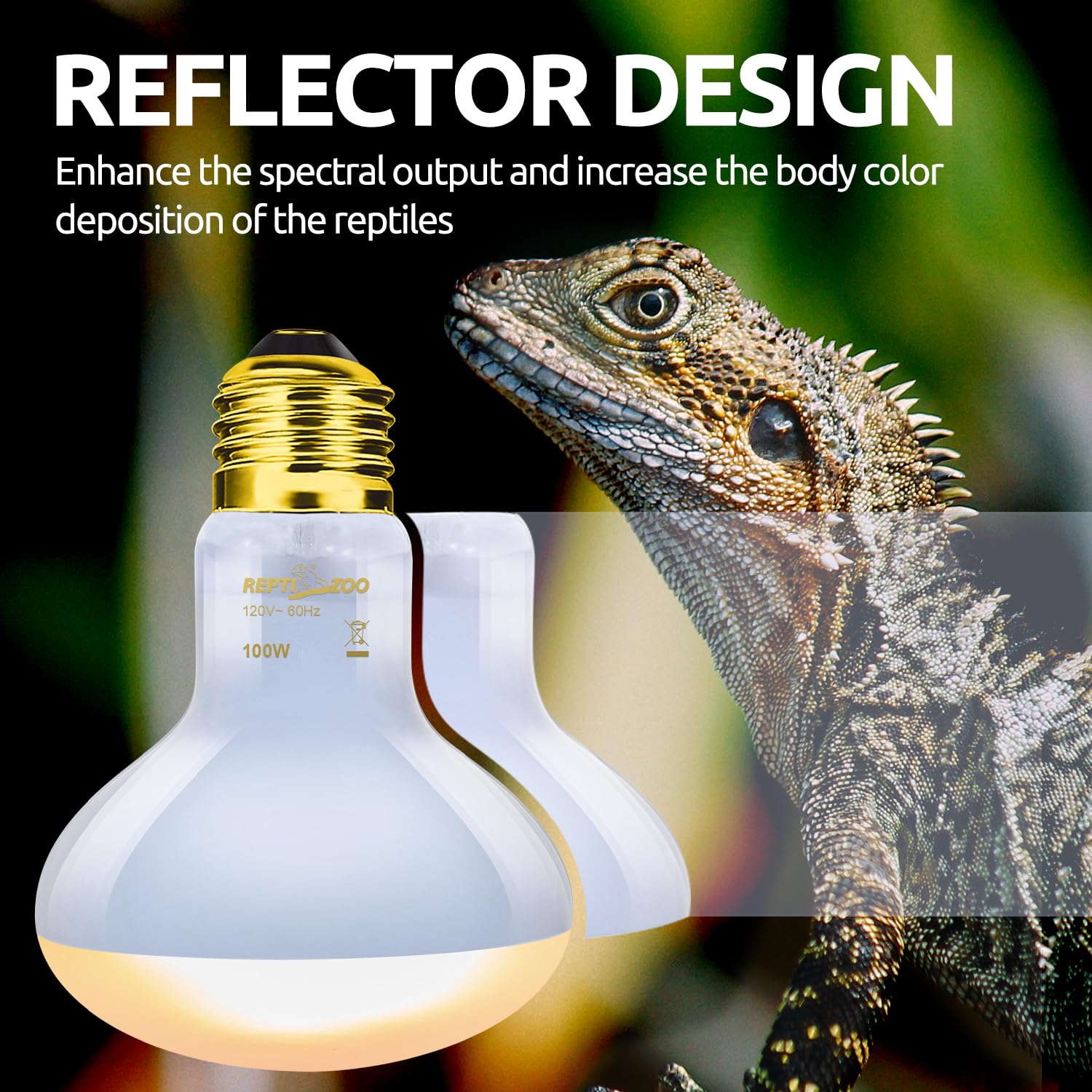 REPTI ZOO Reptile Heat Lamp Combo Pack - 100W UVA Basking Spot Light & 26W UVB Spiral Bulb, White, Model CBL07