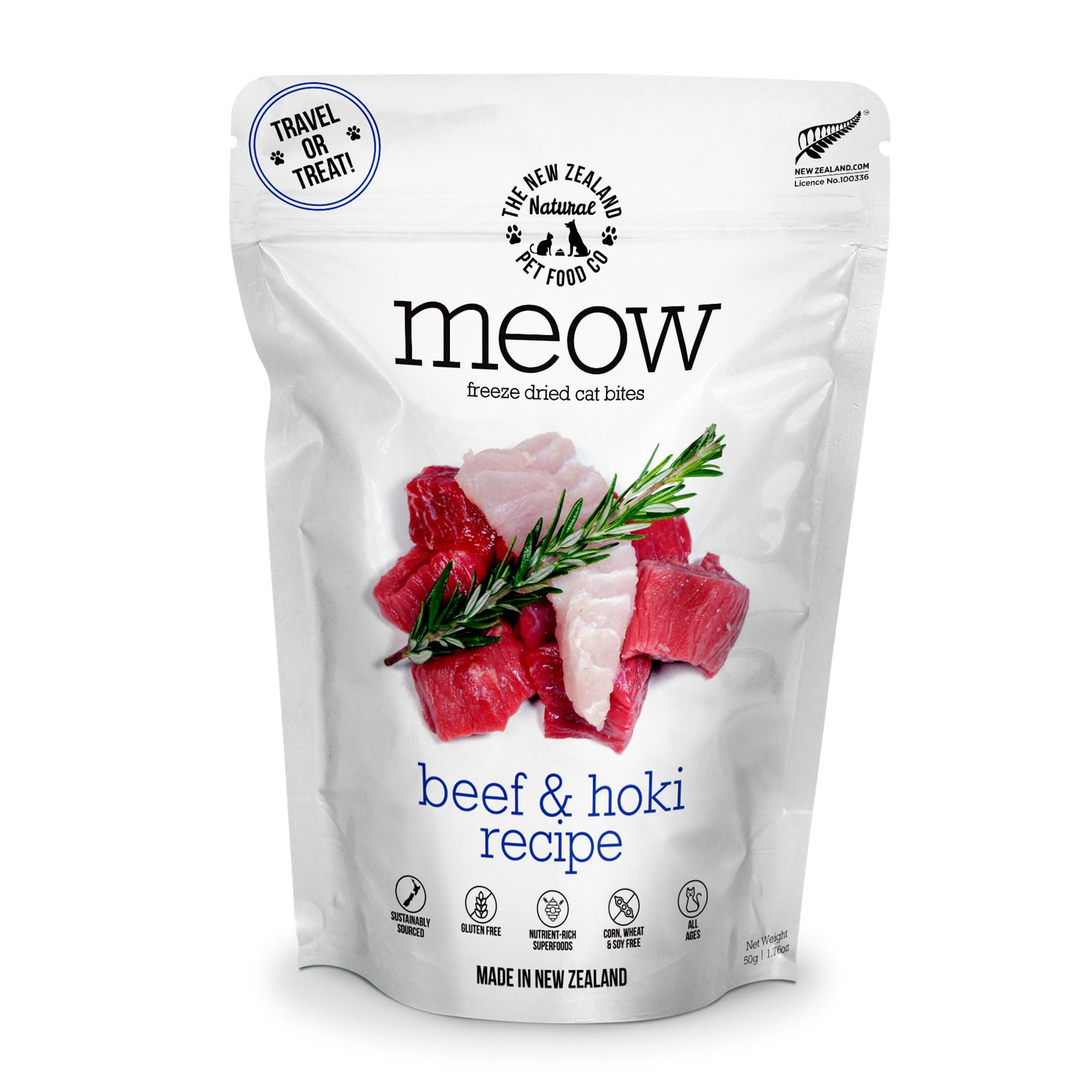 The New Zealand Natural Pet Food Co Meow Freeze Dried Cat Food - Beef & Hoki Recipe, High Protein, Meals & Toppers, Dry Cat Food