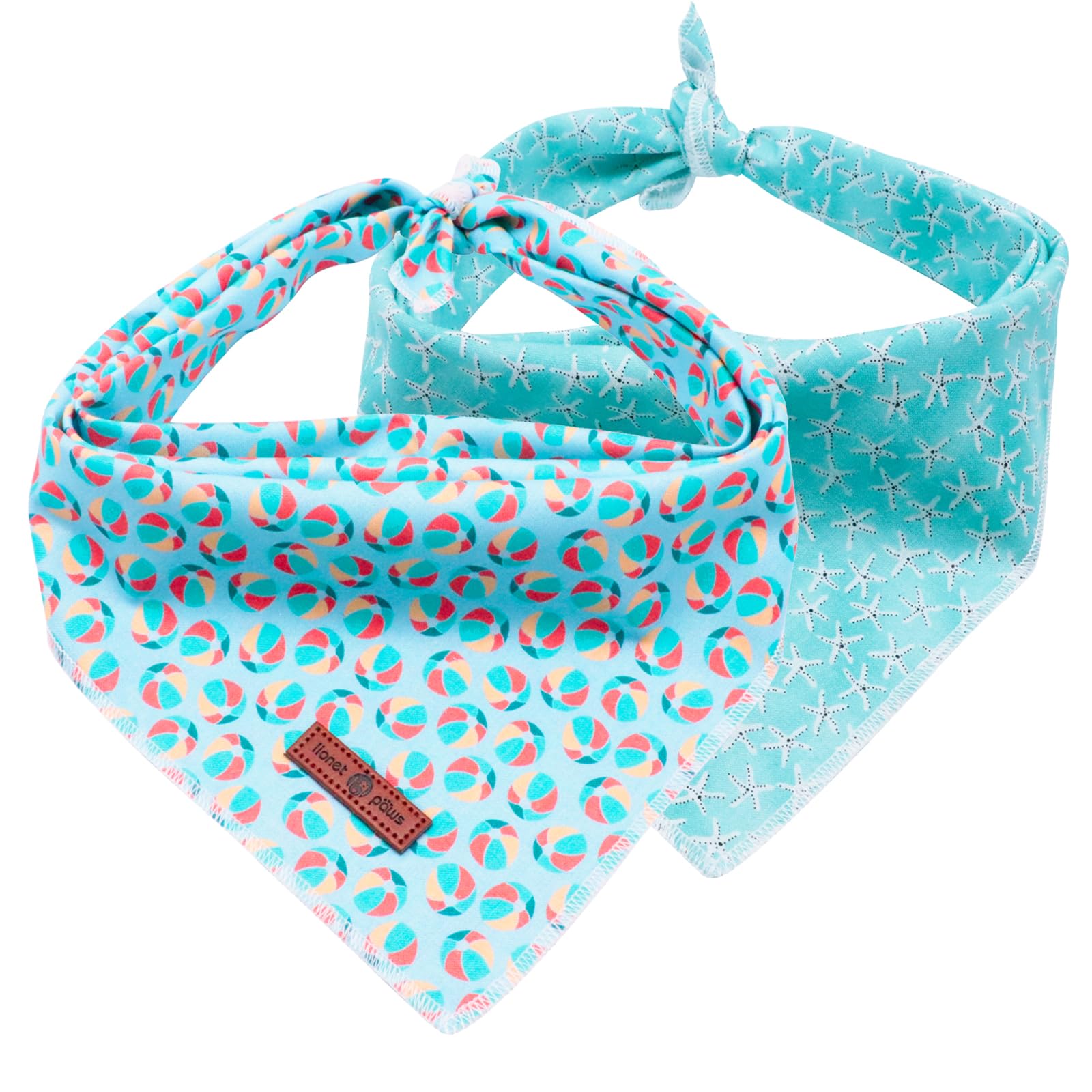 Lionet Paws Summer Dog Bandanas 2 Pack, Blue Washable Dog Triangle Bibs Scarf Dogs Kerchief,Adjustable Triangle Holiday Scarves 