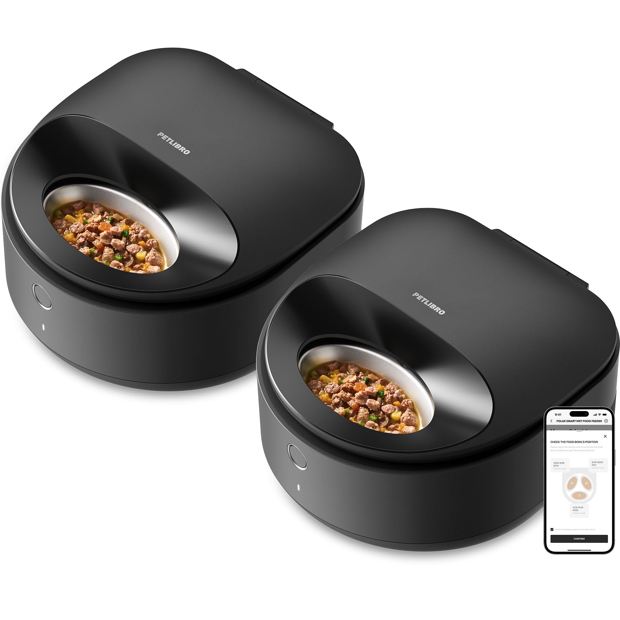 PETLIBRO Automatic Cat Feeder Wet Food with Stainless Steel Bowl 2 Packs, Refrigerated Auto Cat Feeder with Semiconductor Coolin