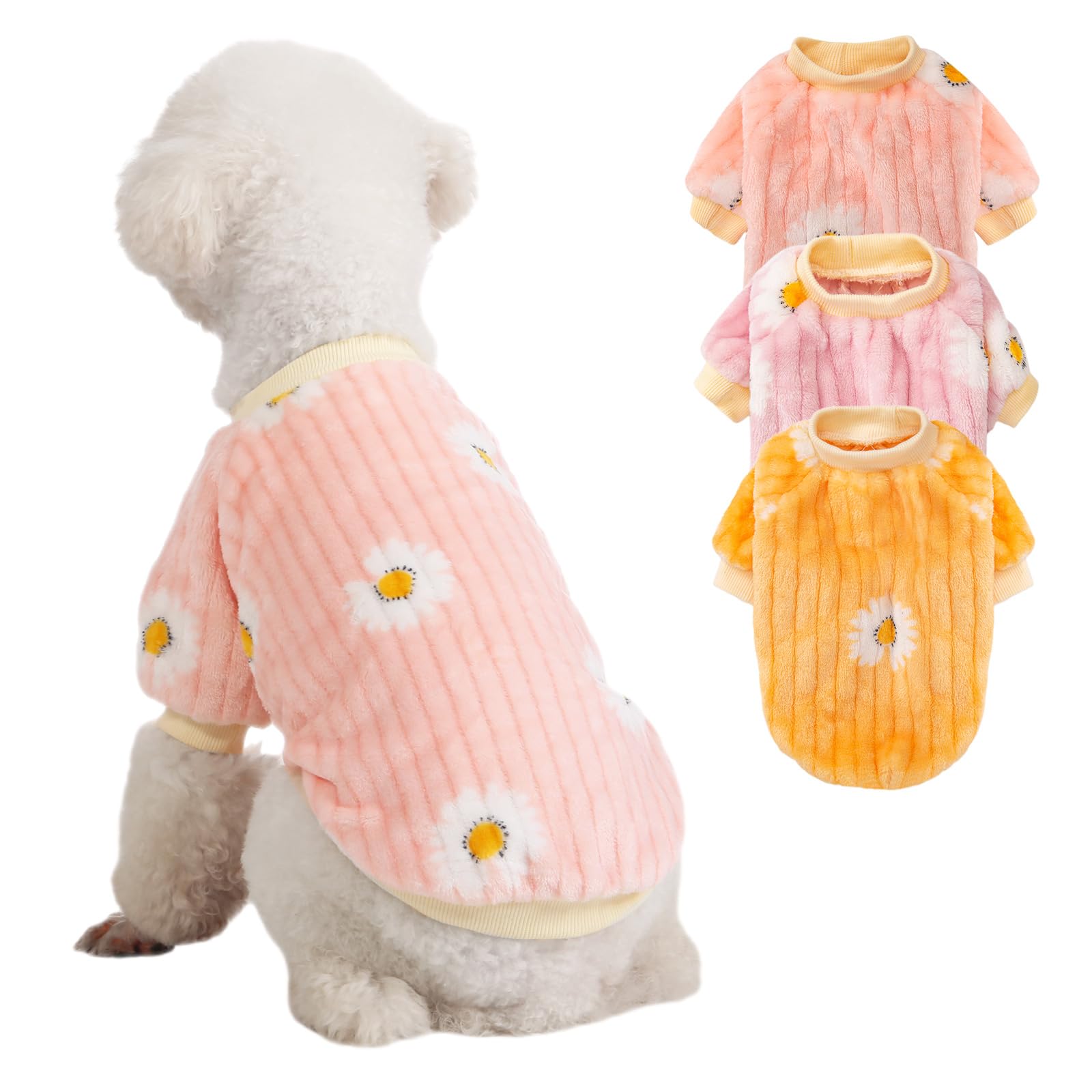 Kyaringtso Dog Sweater, 3 Pack Dog Sweaters For Small Dogs, Dog Clothes For Small Dogs Girl Boy, Ultra Soft And Warm Puppy Sweater Dog Coat For Winter Christmas (X-Small, Dy Pink+Dy Purple+Dy Yellow)