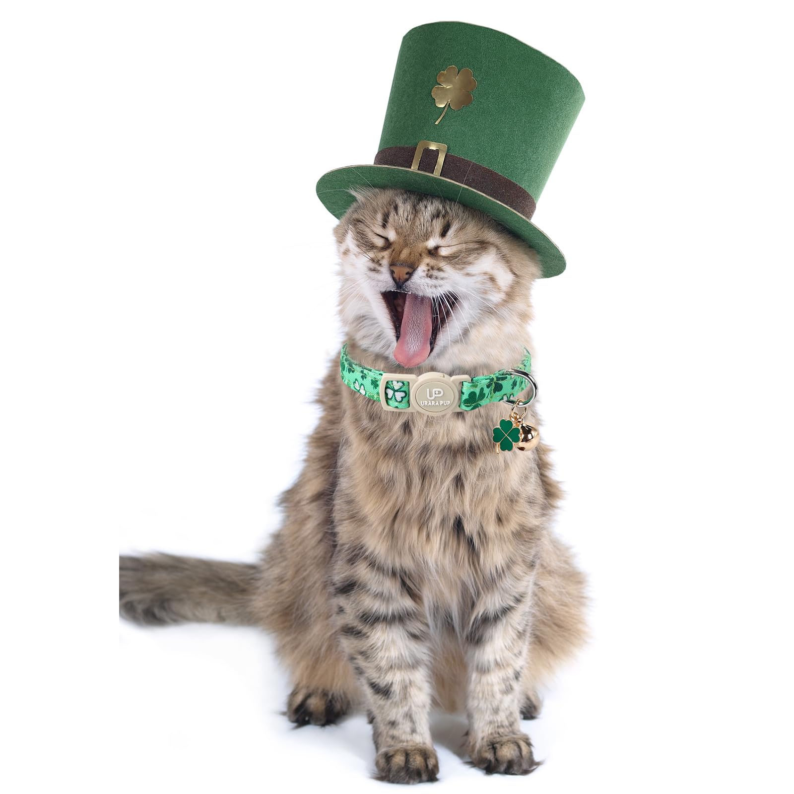 Up Urara Pup Cat Collar,2Pack St.Patrick'S Day Cat Collars Cute Breakaway Kitty Collars,Spring Green Shamrock Cat Collar With Be