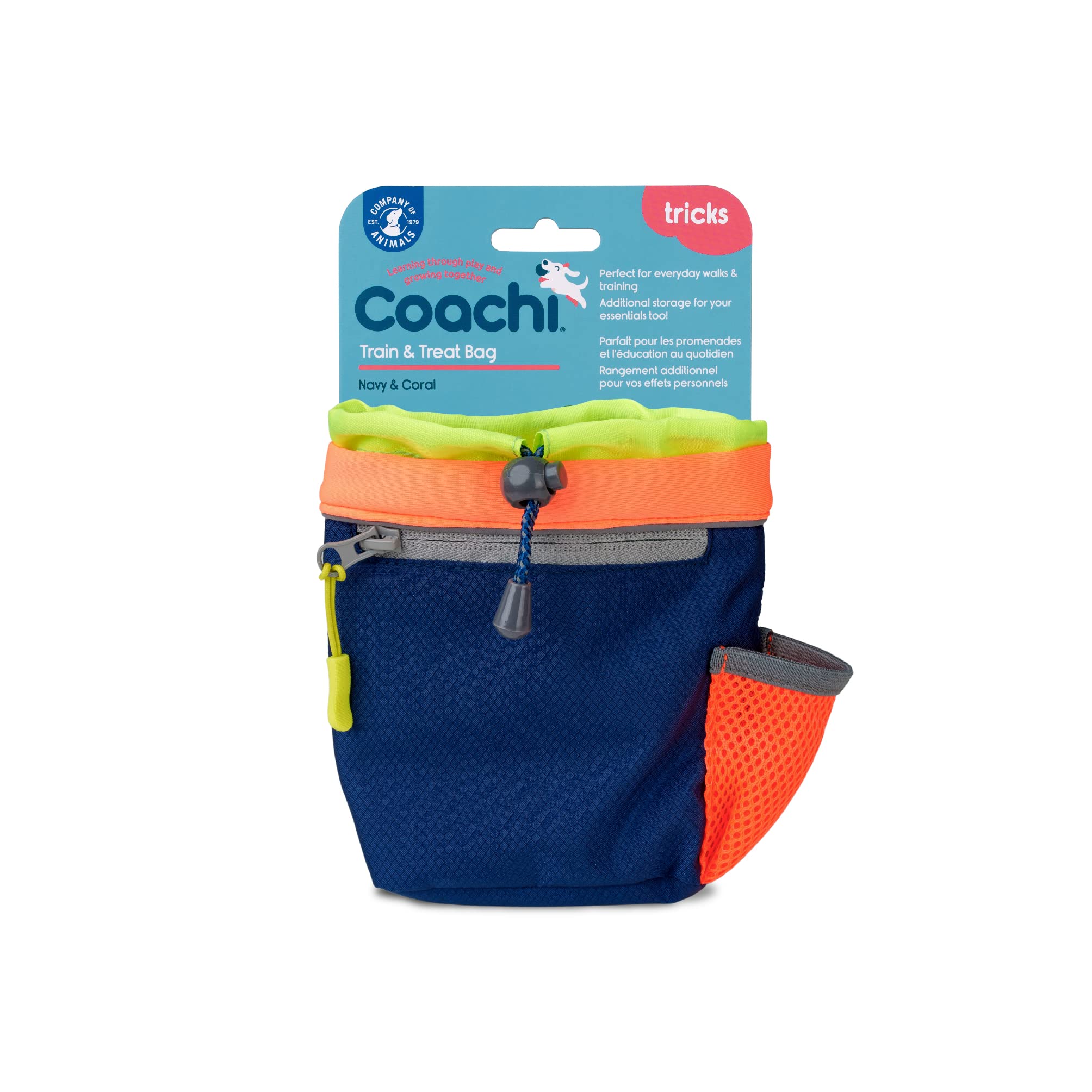 Coachi Train & Treat Bag, Pouch, Generously Sized Treat Compartment, Zipped Pocket, Drawstring Closure, Secure Attachment, Clips