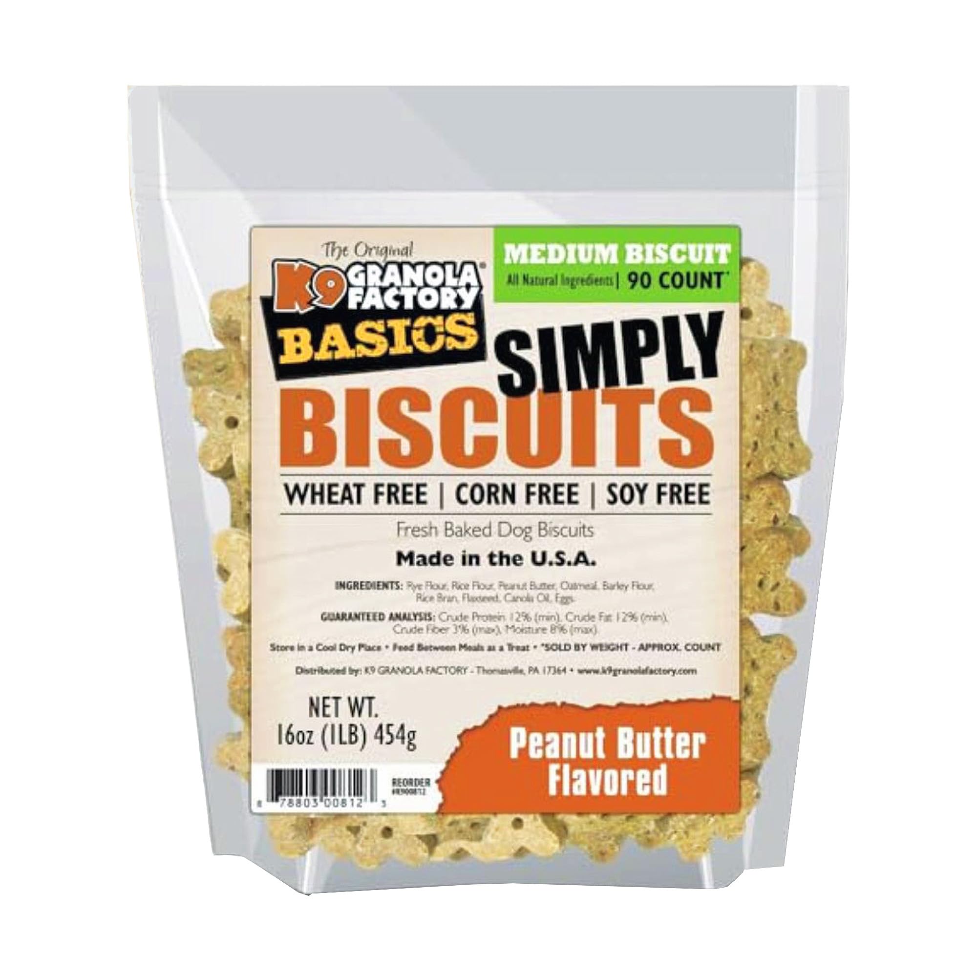 K9 Granola Factory Simply Biscuits With Peanut Butter, Medium
