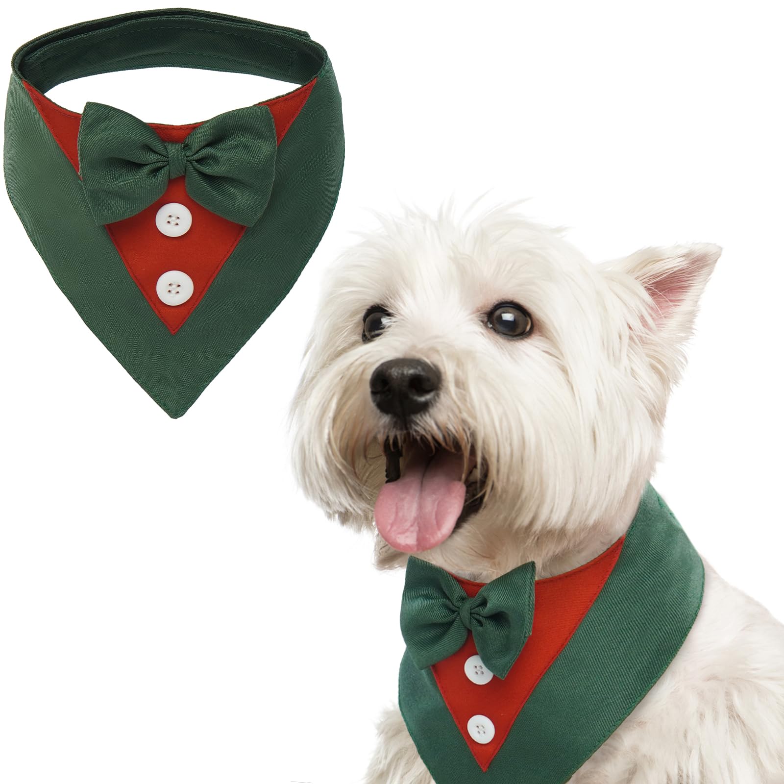 FUAMEY Dog Tuxedo Costume with Bow Tie Collar, Adjustable for Small to Large Pets, Ideal for Dog Wedding, Birthday Parties, Vale