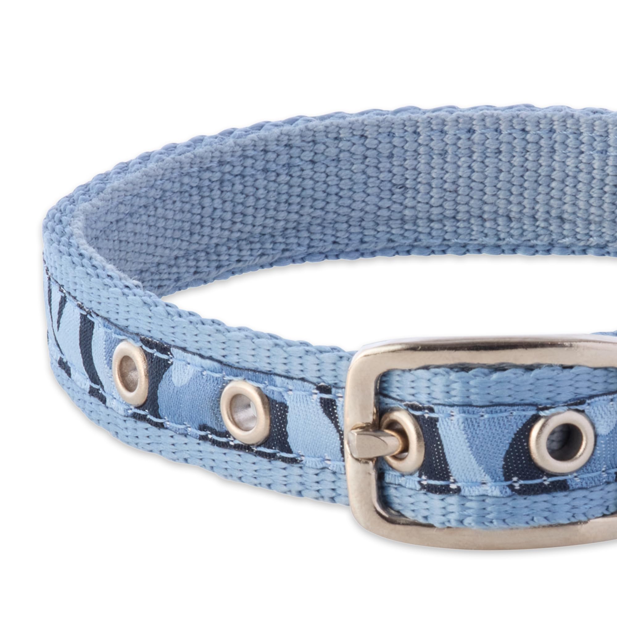 Pet Passion Adjustable Recycled Ribbon Dog Collar For All Pet Breeds, Camo-Navy, Small