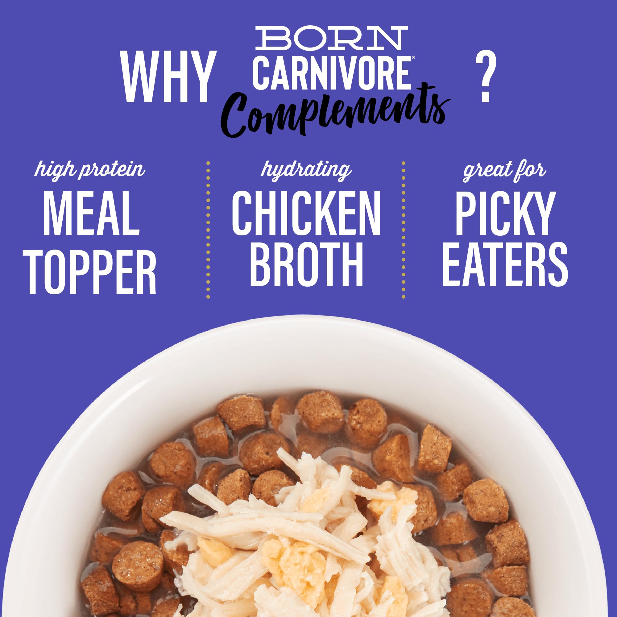 Tiki Cat Born Carnivore Complements Wet Cat Food Topper, Chicken & Egg 2.1 oz. Pouch (12 Count)