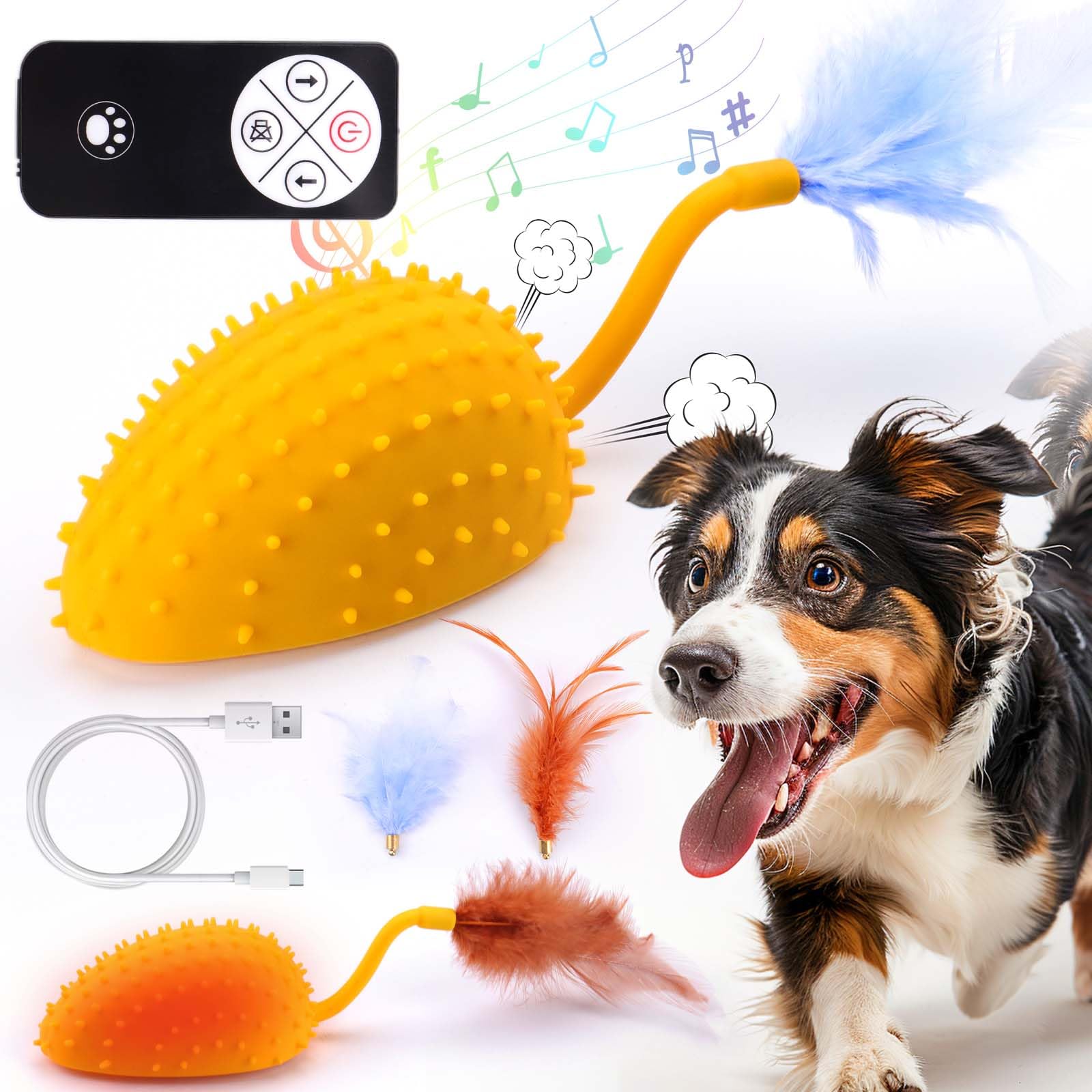 Mity Rain Interactive Dog Toys, Remote Control Dog Toy With Feather Tail And Charger, Funny Dog Toys For Small Medium Dogs Outdo